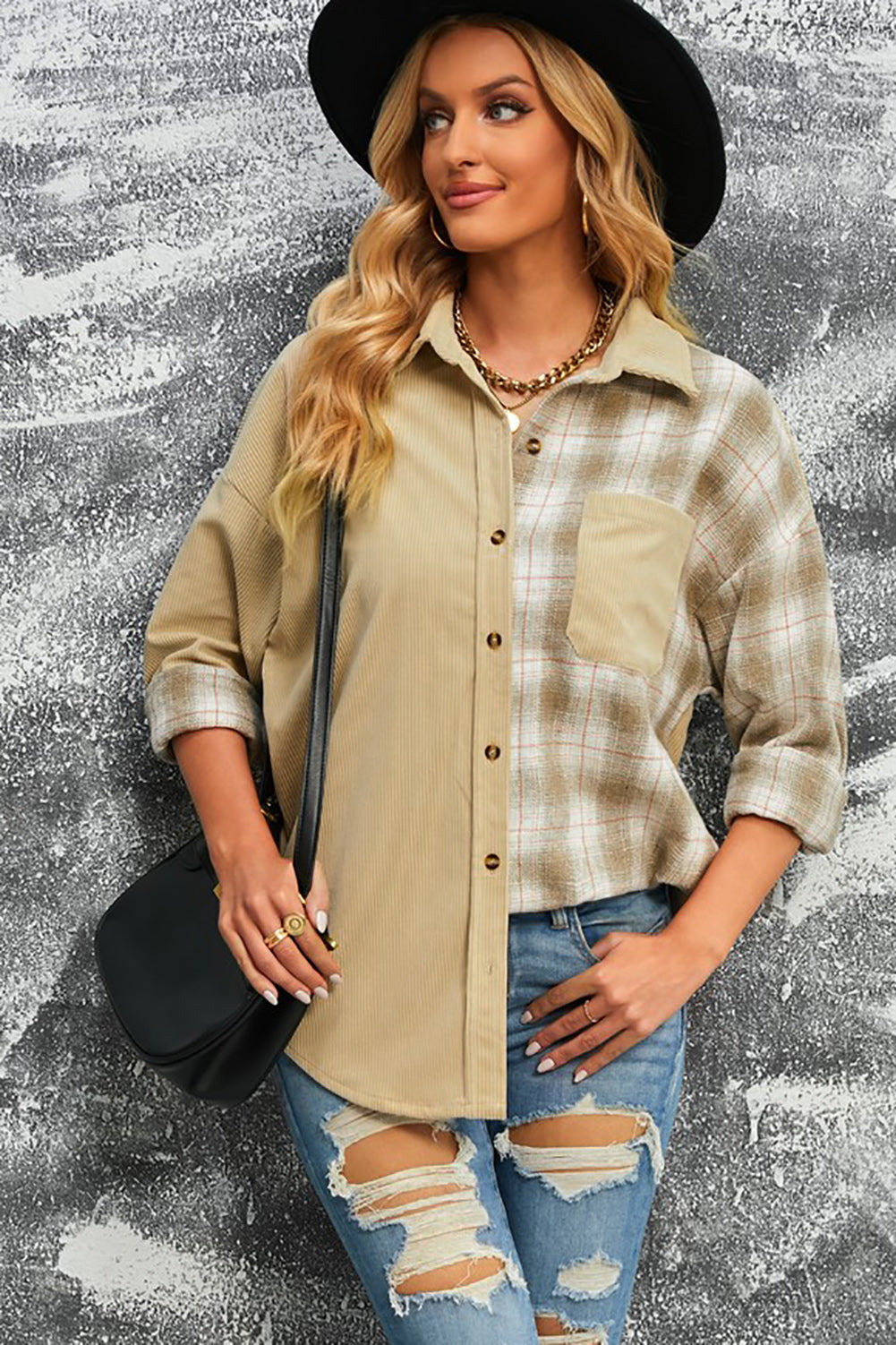 Plaid Button Up Drop Shoulder Shacket-TOPS / DRESSES-[Adult]-[Female]-2022 Online Blue Zone Planet