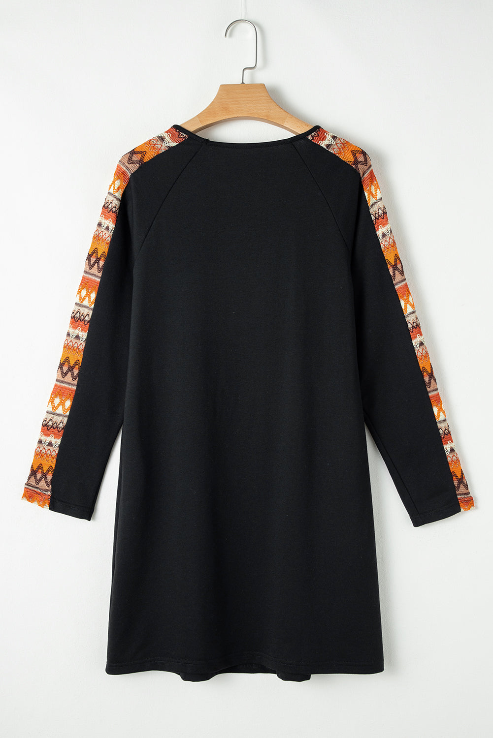 Blue Zone Planet | Orange Contrast Geo Raglan Sleeve Patchwork Dress-TOPS / DRESSES-[Adult]-[Female]-2022 Online Blue Zone Planet