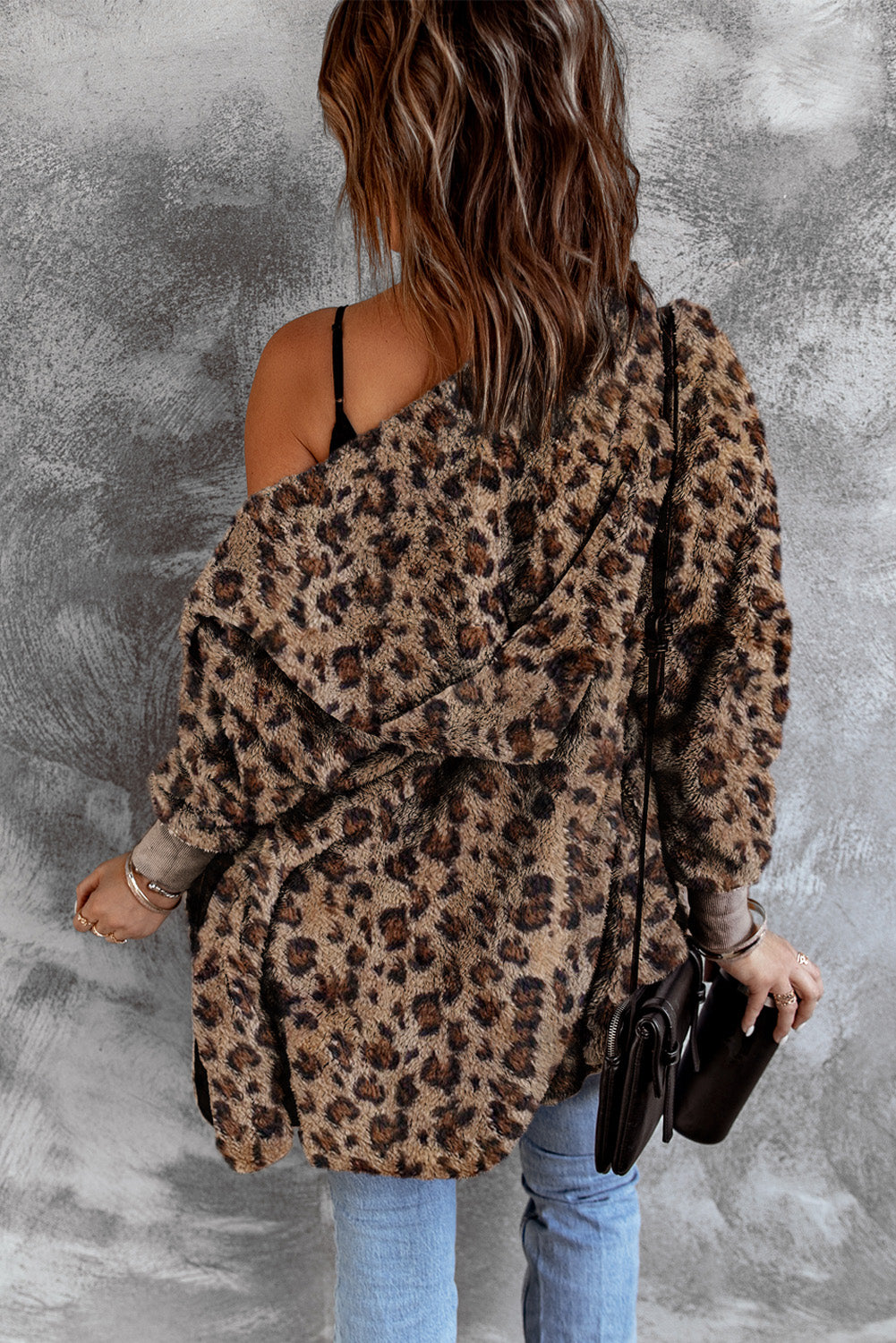 Leopard Soft Fleece Hooded Open Front Jacket-Tops / Dresses-[Adult]-[Female]-2022 Online Blue Zone Planet