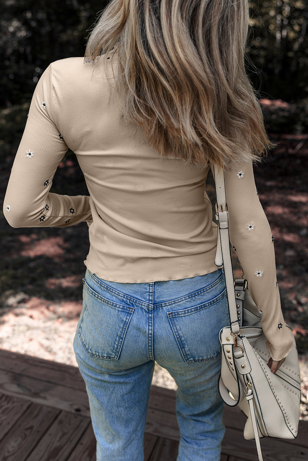 Jet Stream Floral Embroidered Detail Ribbed Long Sleeve Top-Tops/Long Sleeve Tops-[Adult]-[Female]-2022 Online Blue Zone Planet