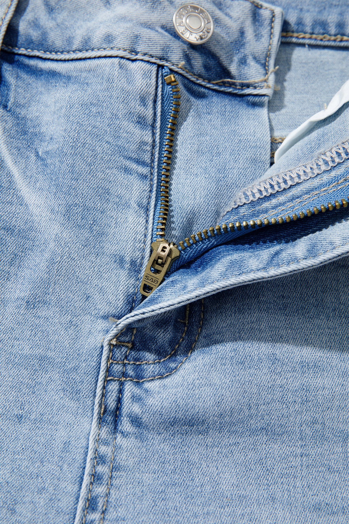 Sail Blue Raw Hem Turnup Loose Ankle-length Jeans-Bottoms/Jeans-[Adult]-[Female]-2022 Online Blue Zone Planet