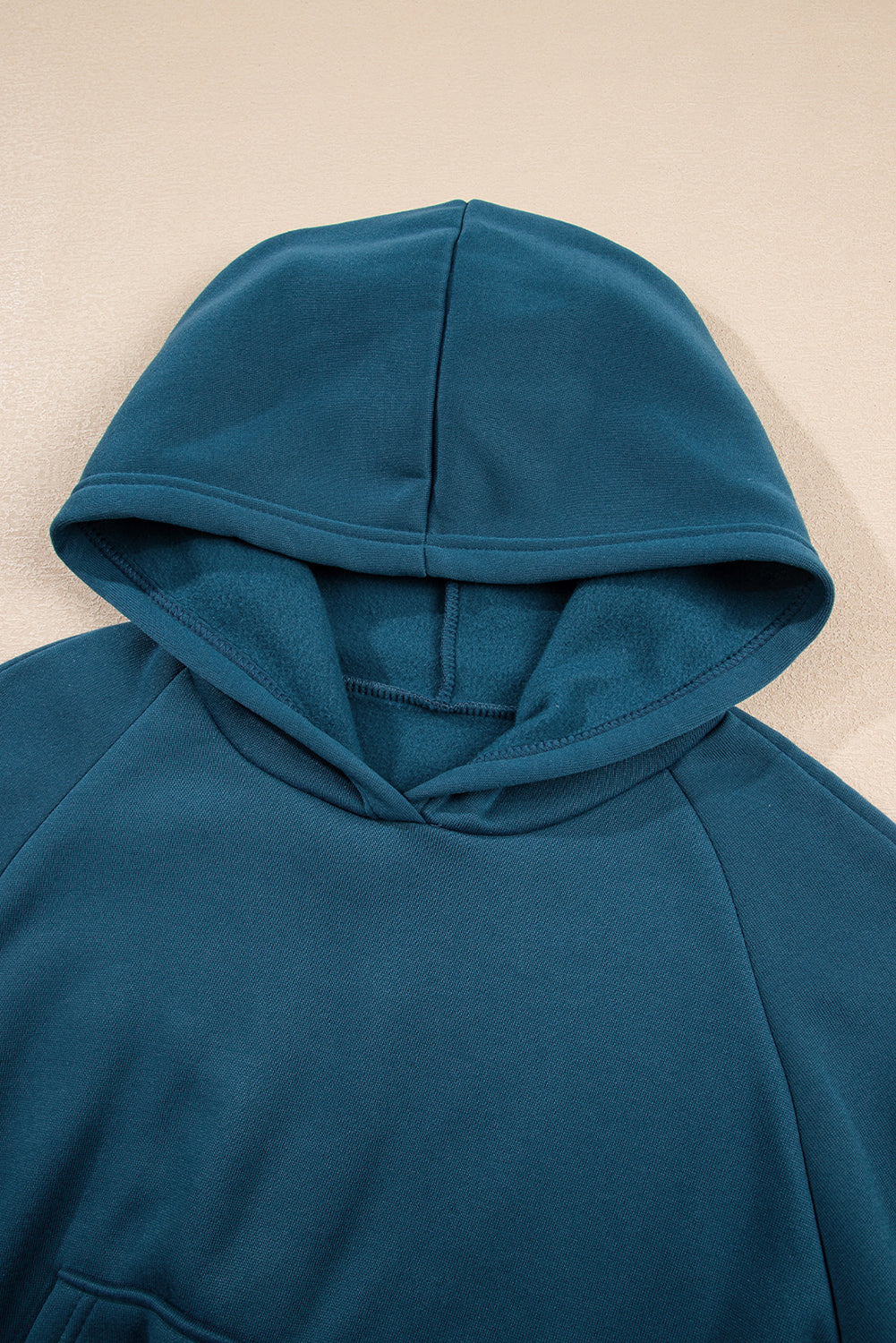 Peacock Blue Cozy Hooded Sweatshirt Drawstring Elastic Waistband Cargo Pant Set-Two Piece Sets/Pant Sets-[Adult]-[Female]-2022 Online Blue Zone Planet