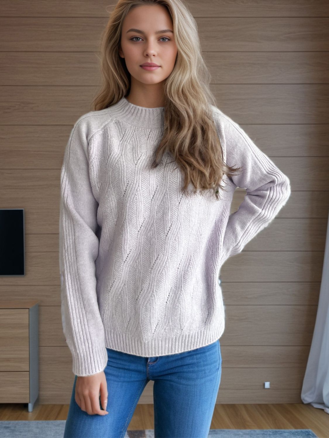 Blue Zone Planet | Mock Neck Long Sleeve Sweater-TOPS / DRESSES-[Adult]-[Female]-2022 Online Blue Zone Planet