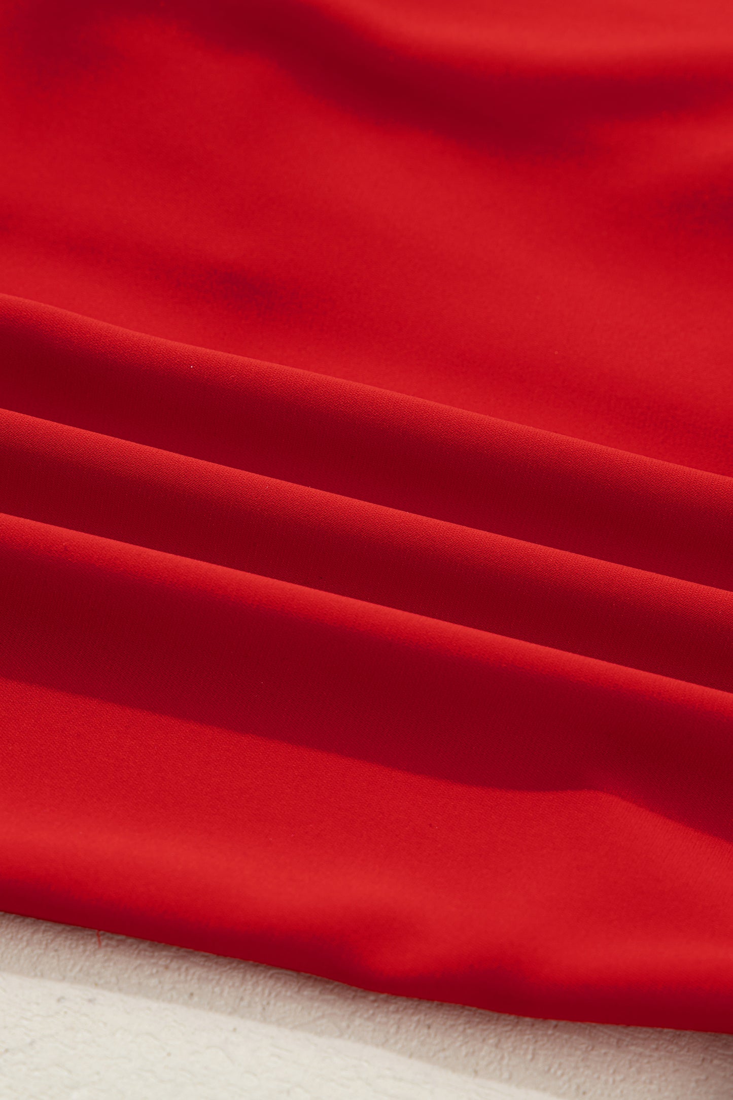 Fiery Red Contrast Trim Ribbon Bow Short Silky 2pcs Pajama Set-Loungewear & Sleepwear/Sleepwear-[Adult]-[Female]-2022 Online Blue Zone Planet