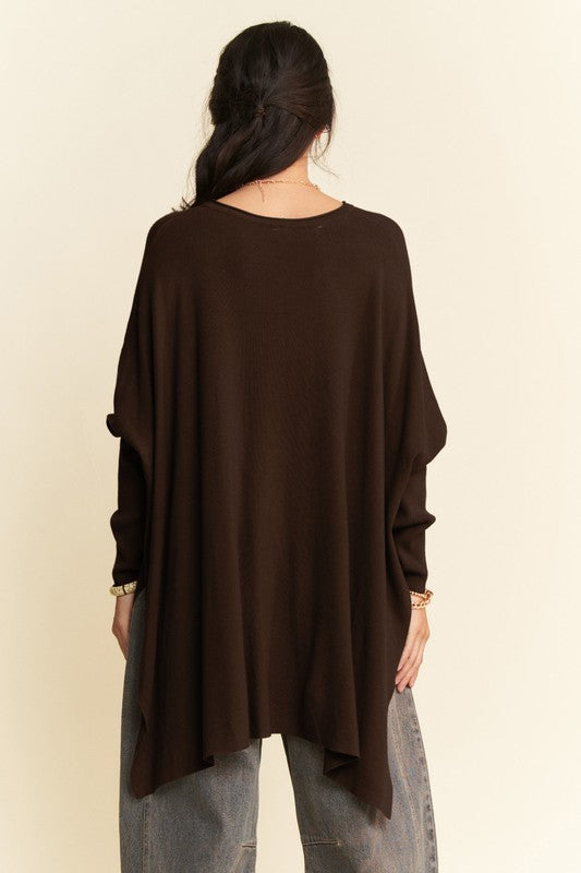 Davi & Dani High-Low Side Slit Batwing Sleeve Top-TOPS / DRESSES-[Adult]-[Female]-2022 Online Blue Zone Planet