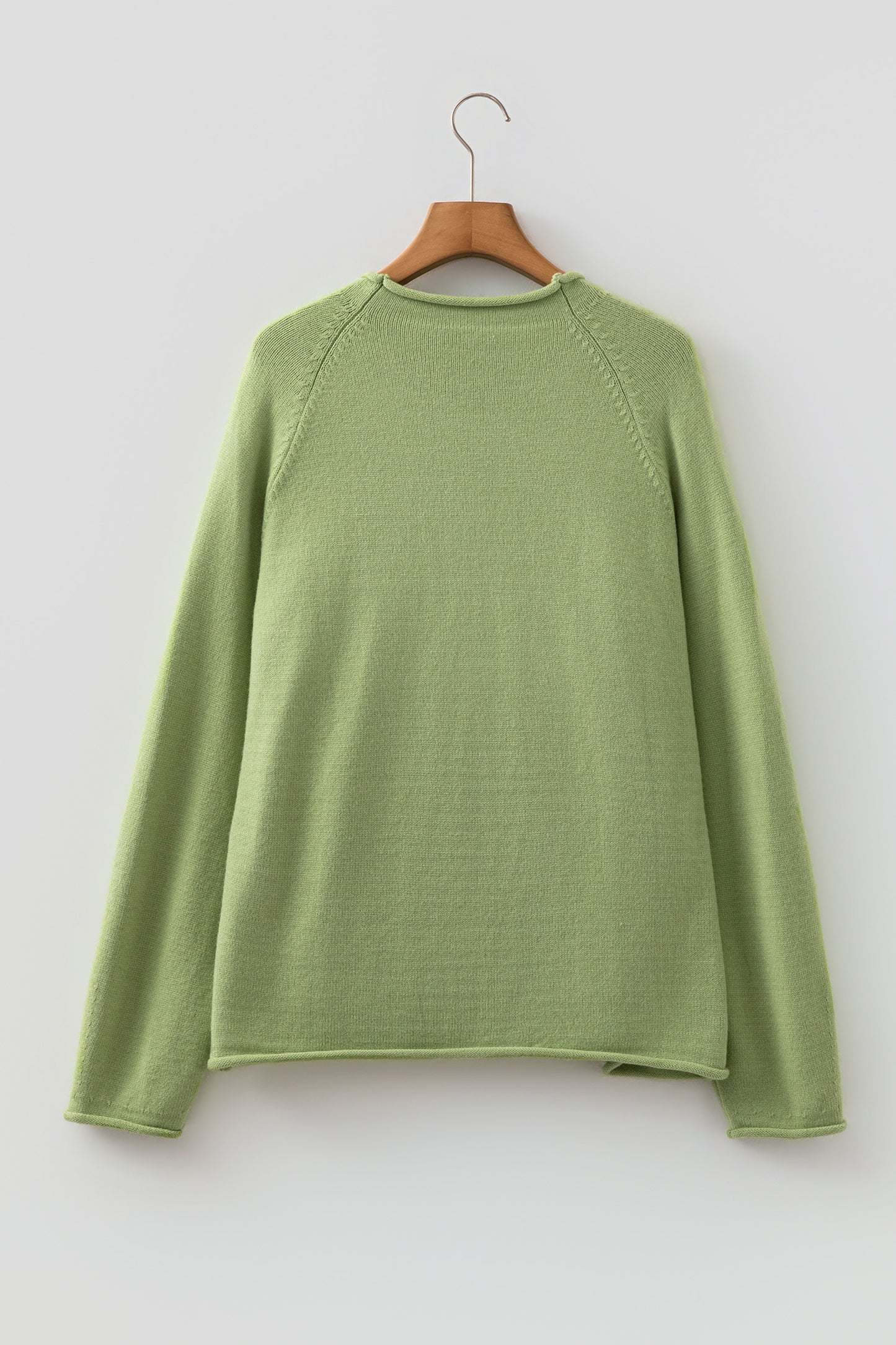 Meadow Mist Green Unique Fish Knit Oversized Round Neck Sweater-Sweaters & Cardigans/Sweaters-[Adult]-[Female]-2022 Online Blue Zone Planet