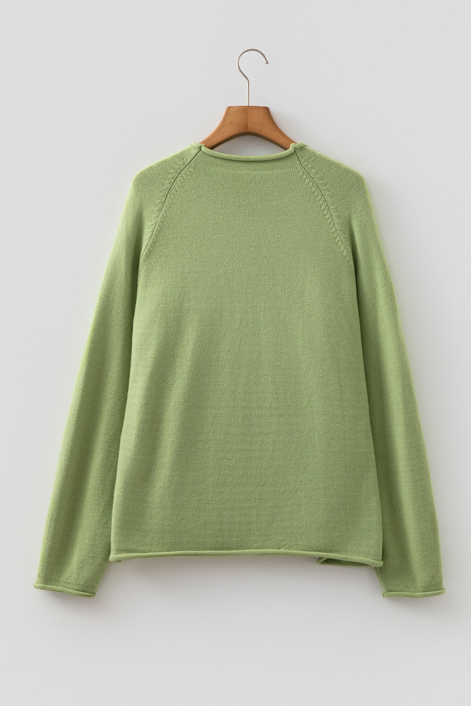 Meadow Mist Green Unique Fish Knit Oversized Round Neck Sweater-Sweaters & Cardigans/Sweaters-[Adult]-[Female]-2022 Online Blue Zone Planet