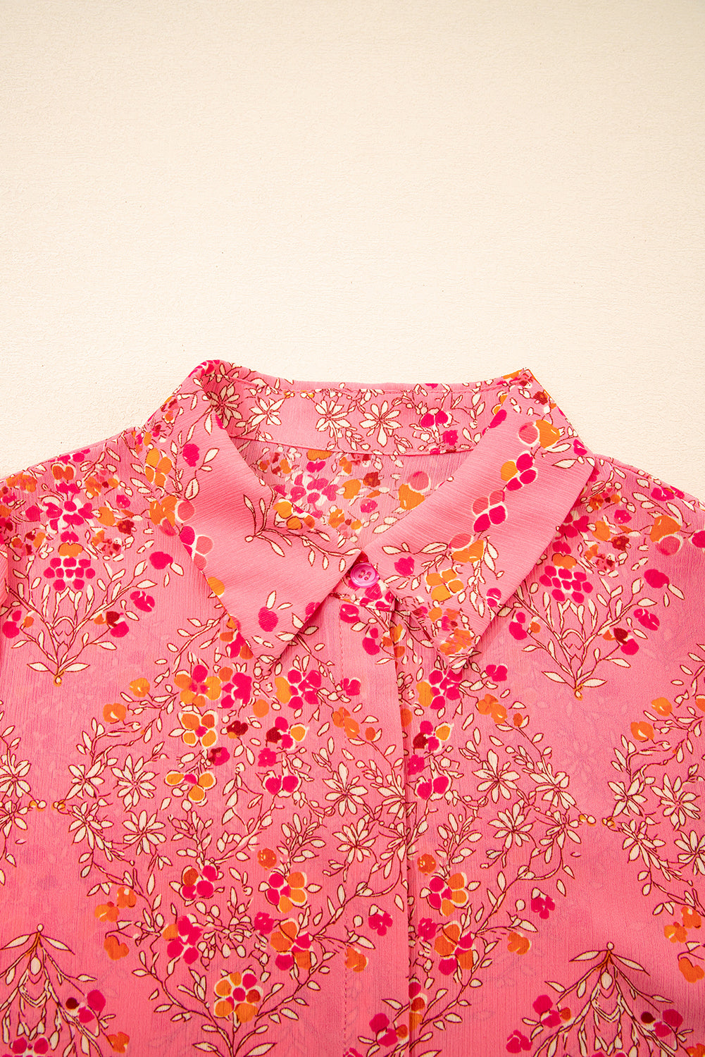 Rose Red Floral Print Wide Short Sleeve Loose Shirt-Tops/Blouses & Shirts-[Adult]-[Female]-2022 Online Blue Zone Planet