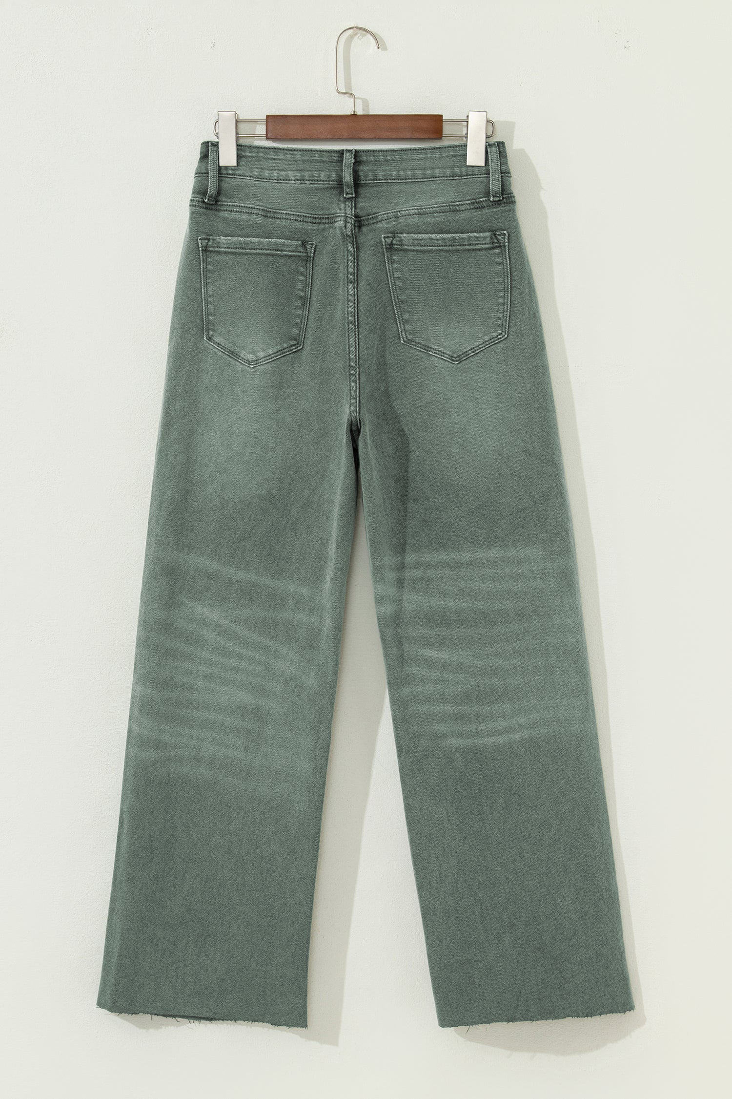 Four Leaf Clover Slight Distressed Raw Edge Wide Leg Jeans-Bottoms/Jeans-[Adult]-[Female]-2022 Online Blue Zone Planet