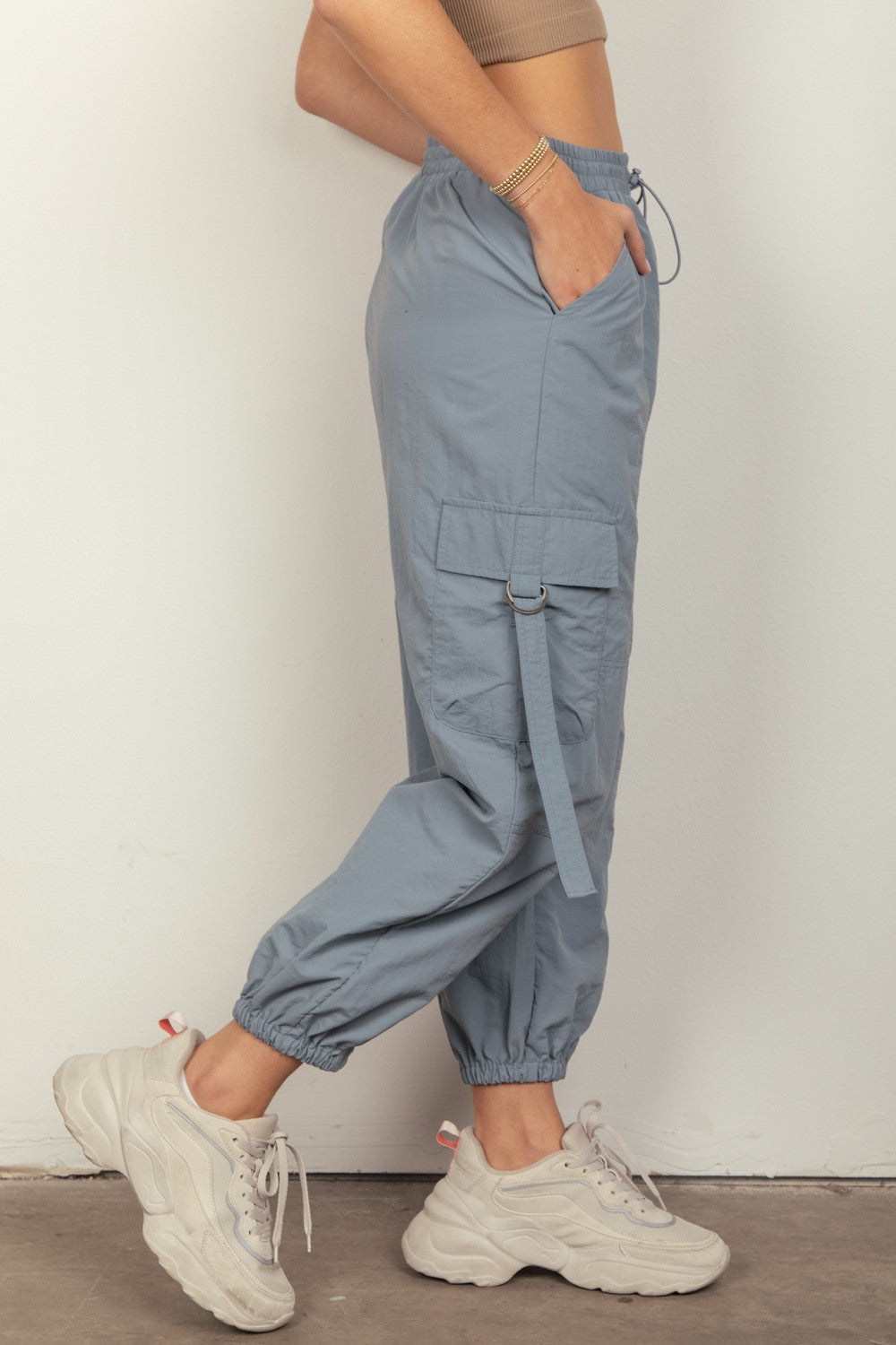 Blue Zone Planet | VERY J Elastic Waist Woven Cargo Pants-TOPS / DRESSES-[Adult]-[Female]-2022 Online Blue Zone Planet