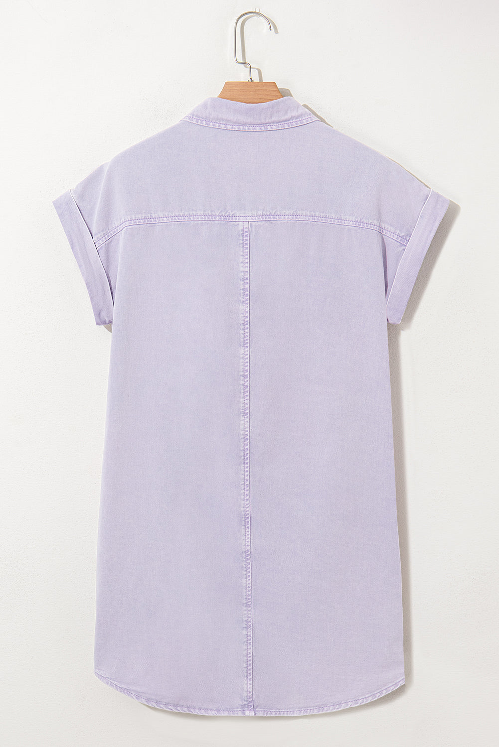 Orchid Petal Short Sleeve Double Chest Pocket Denim Shirt Dress-TOPS / DRESSES-[Adult]-[Female]-2022 Online Blue Zone Planet