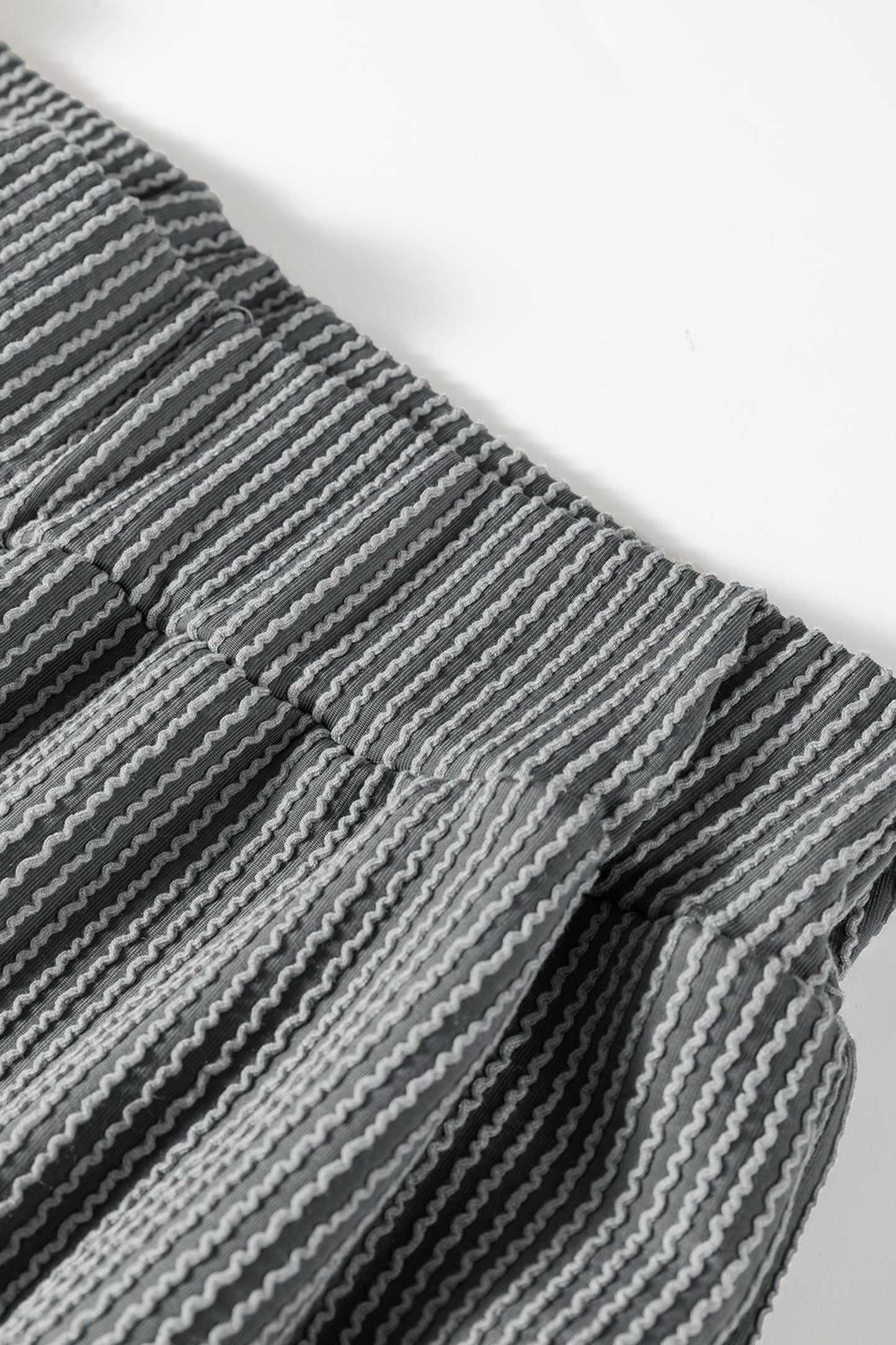 Dark Grey Twisted Ribbed High Neck Loose Tee Elastic High Waist Loose Pant Set-Two Piece Sets/Pant Sets-[Adult]-[Female]-2022 Online Blue Zone Planet