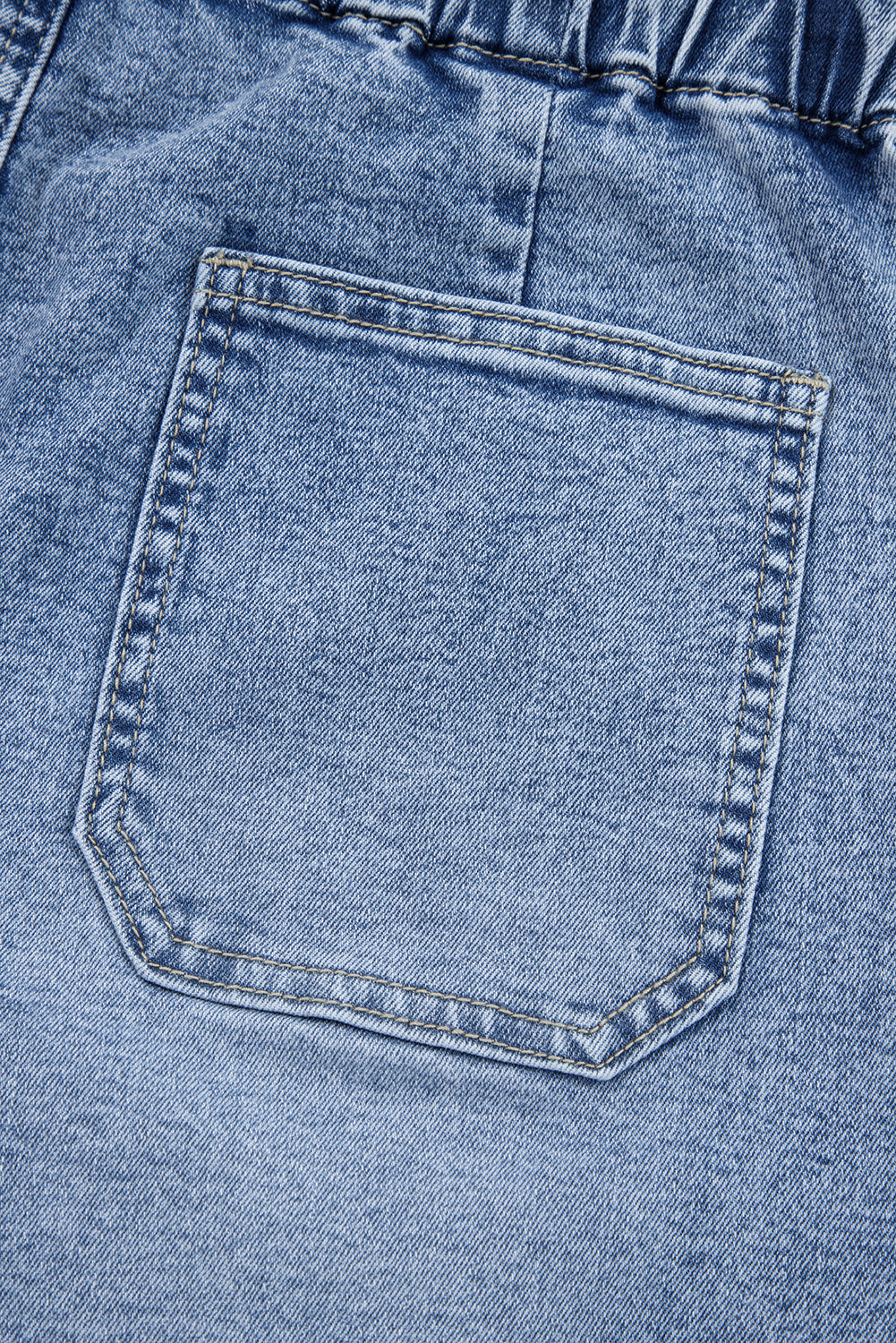 Myosotis Large Patch Pocket Drawstring Paperbag Waist Barrel Jeans-Bottoms/Jeans-[Adult]-[Female]-2022 Online Blue Zone Planet