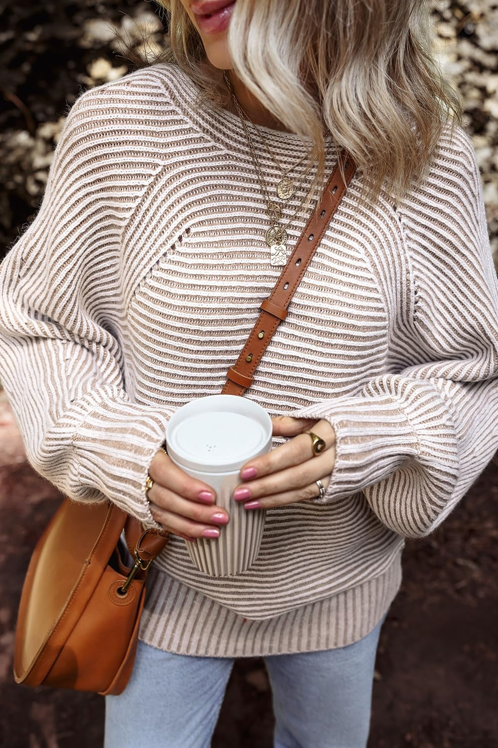 Textured Striped Round Neck Long Sleeve Top-TOPS / DRESSES-[Adult]-[Female]-2022 Online Blue Zone Planet