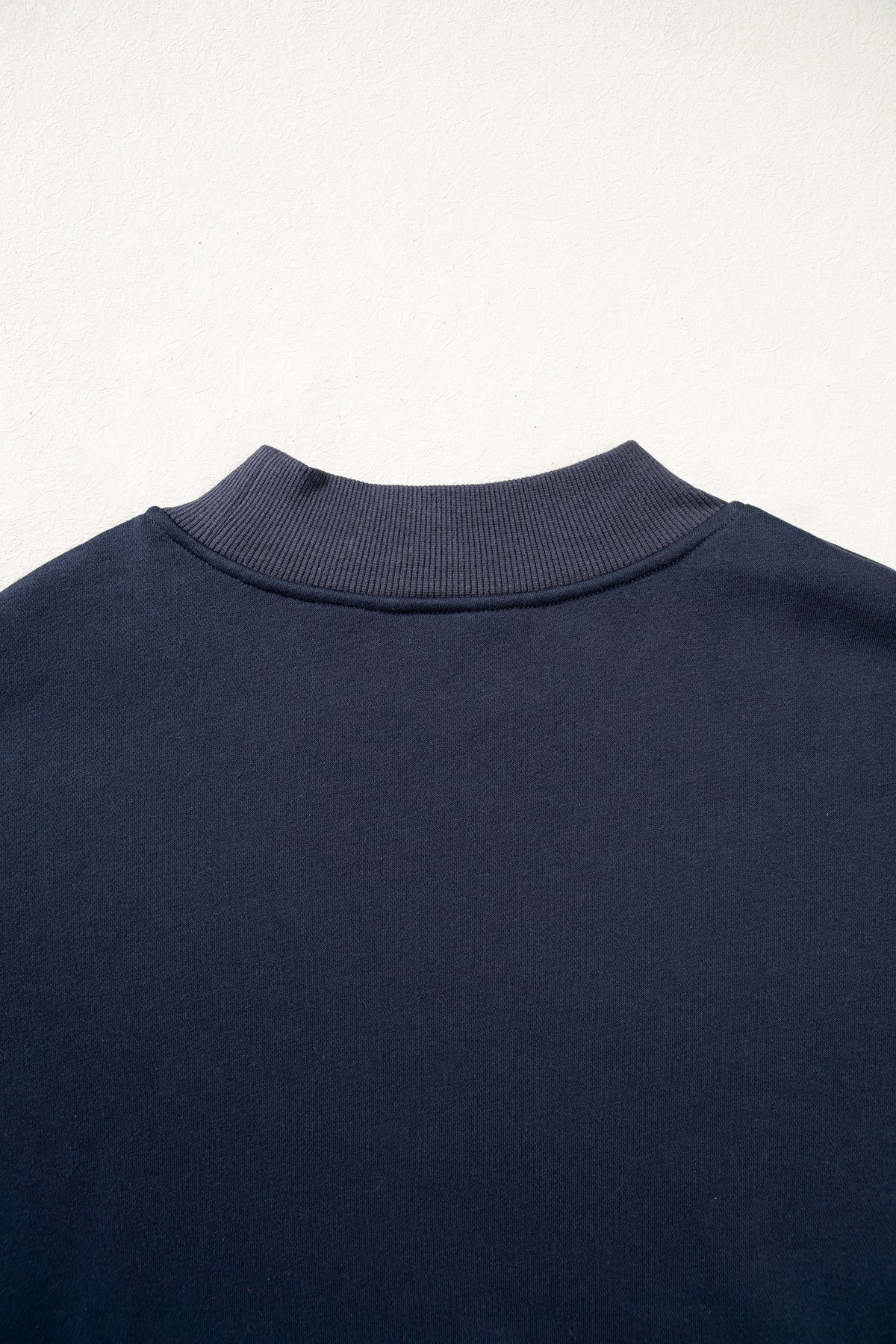 Navy Blue Plaid Sleeve Colorblock Loose Tunic Sweatshirt