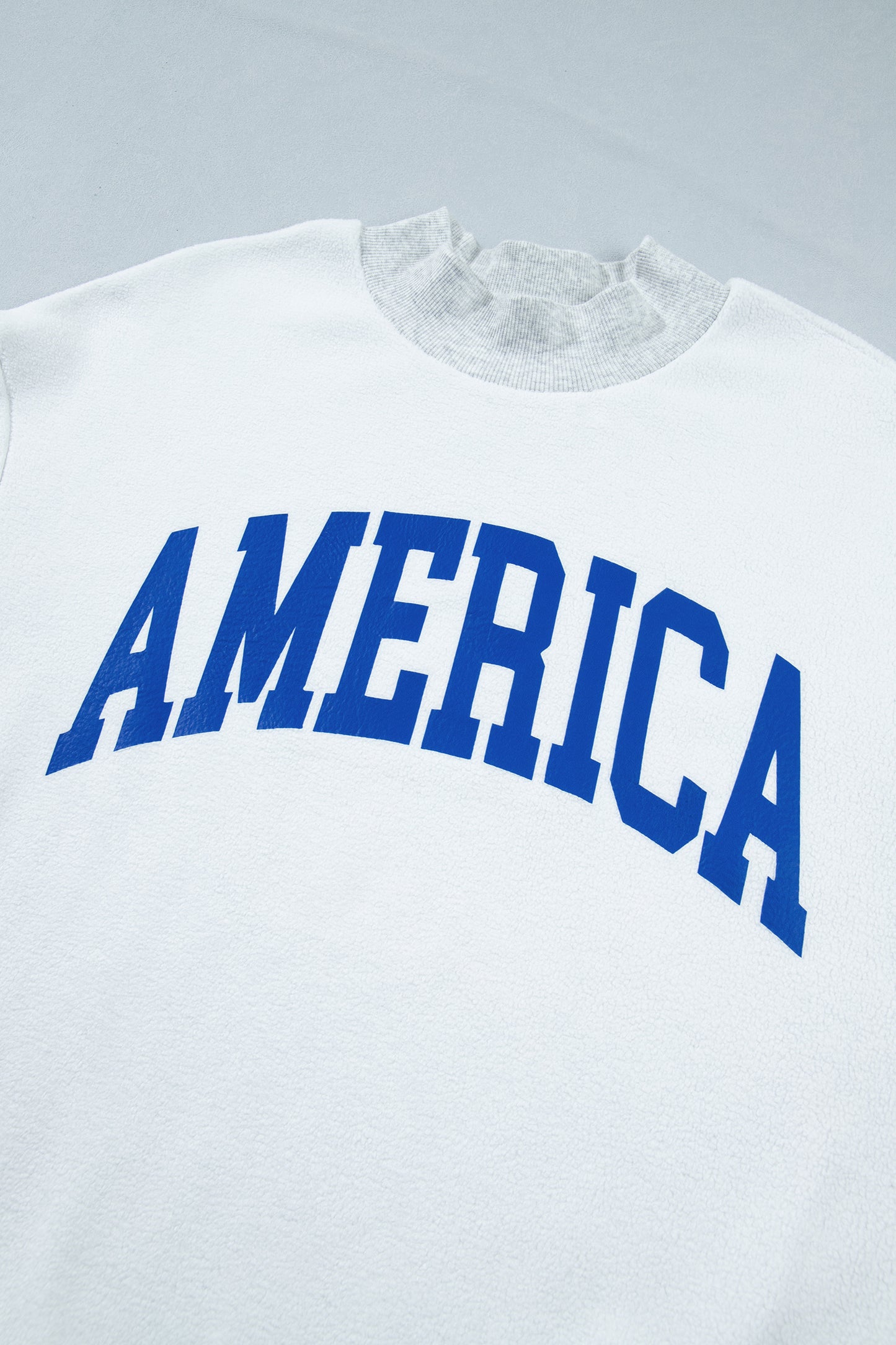 Light Grey Mock Neck Reversible USA/America Graphic Sweatshirt-Graphic/Graphic Sweatshirts-[Adult]-[Female]-2022 Online Blue Zone Planet