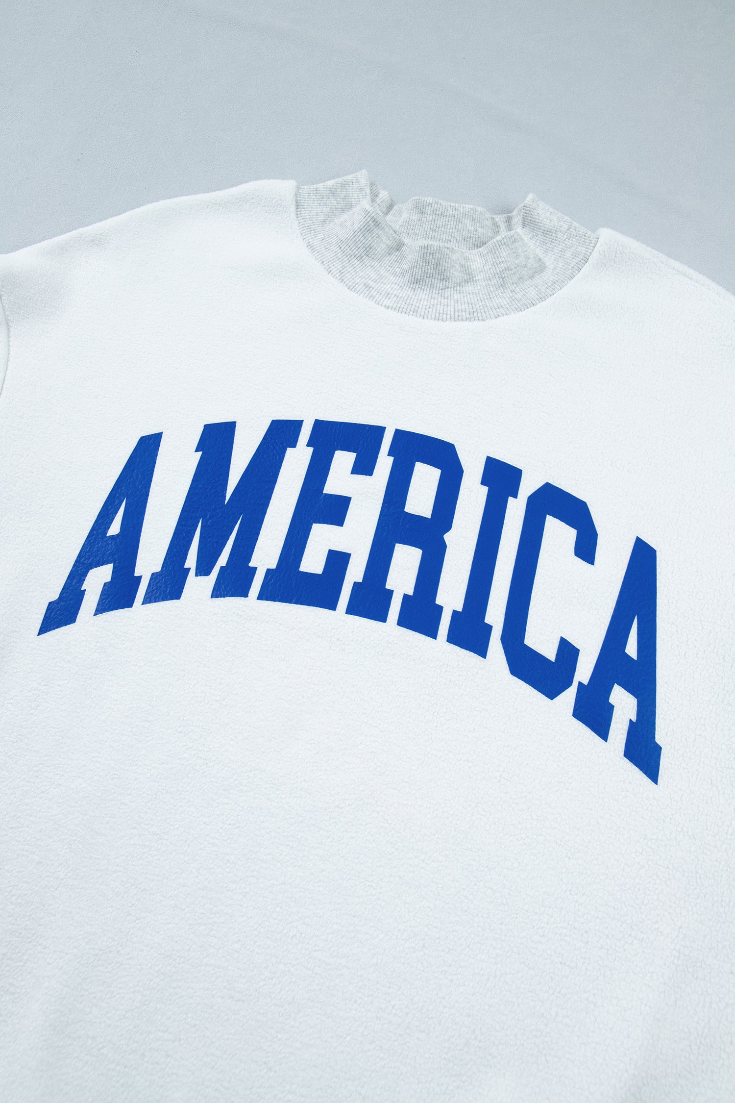 Light Grey Mock Neck Reversible USA/America Graphic Sweatshirt-Graphic/Graphic Sweatshirts-[Adult]-[Female]-2022 Online Blue Zone Planet