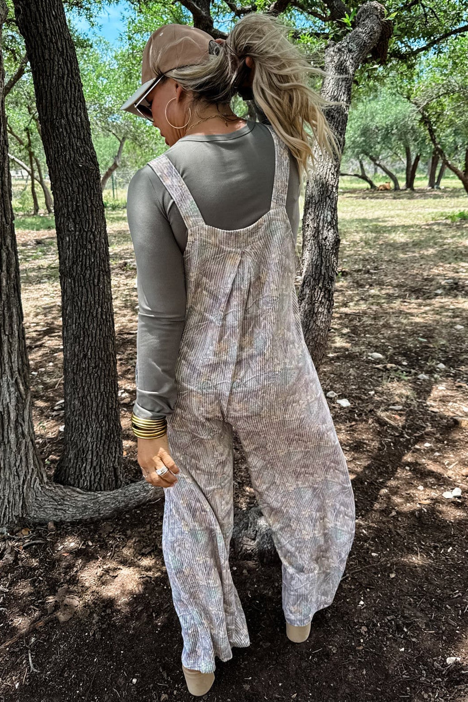 Brown Camouflage Twist Ribbed Sleeveless Full-Length Casual Jumpsuit-Bottoms/Jumpsuits & Rompers-[Adult]-[Female]-2022 Online Blue Zone Planet