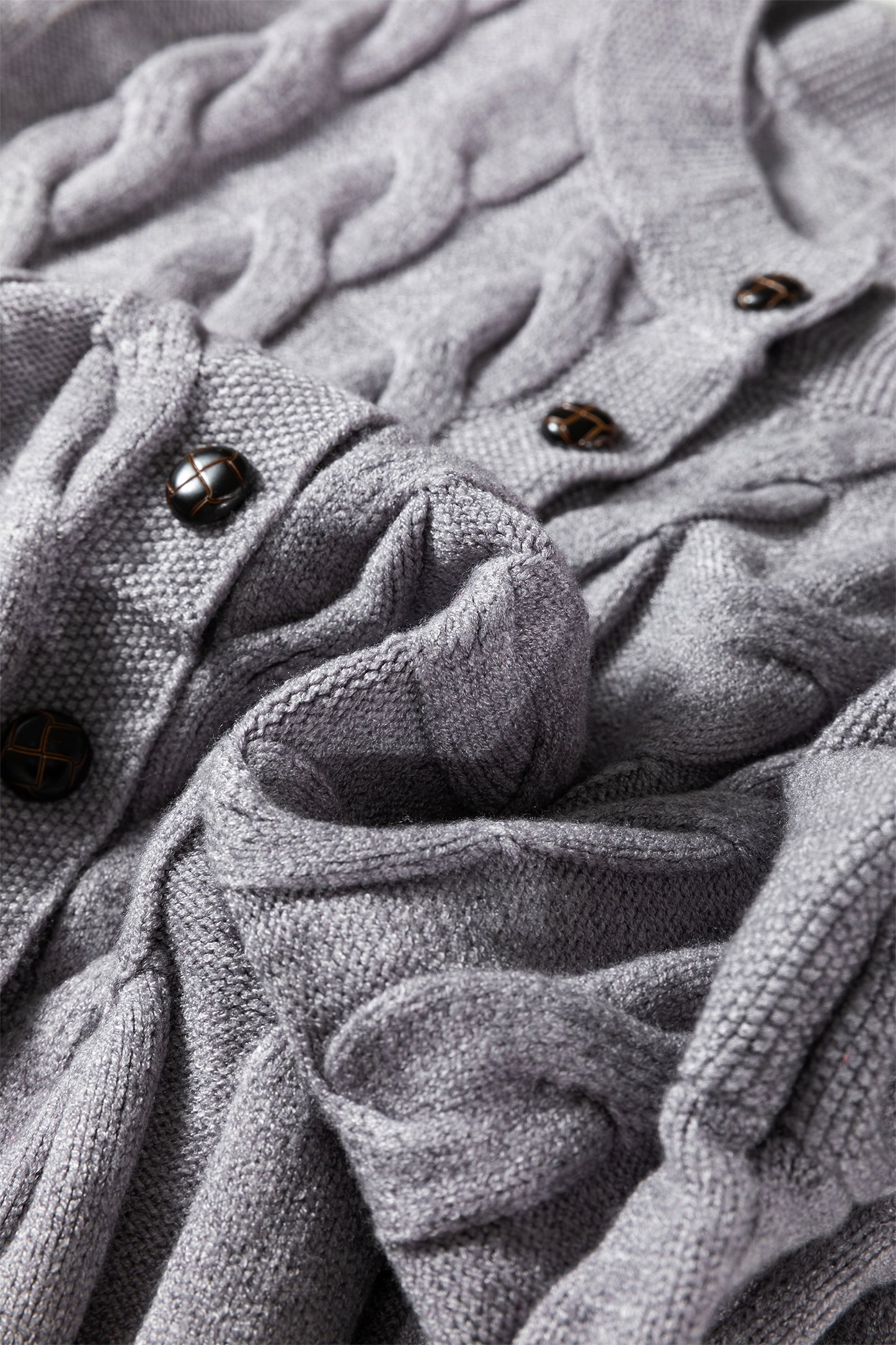 High Cable Knit Cardigan Sweater