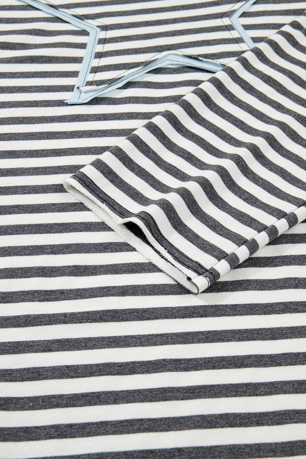 Gray Stripe Contrast Star Stitched Plus Size Long Sleeve Top-Plus Size/Plus Size Tops/Plus Size Long Sleeve Tops-[Adult]-[Female]-2022 Online Blue Zone Planet