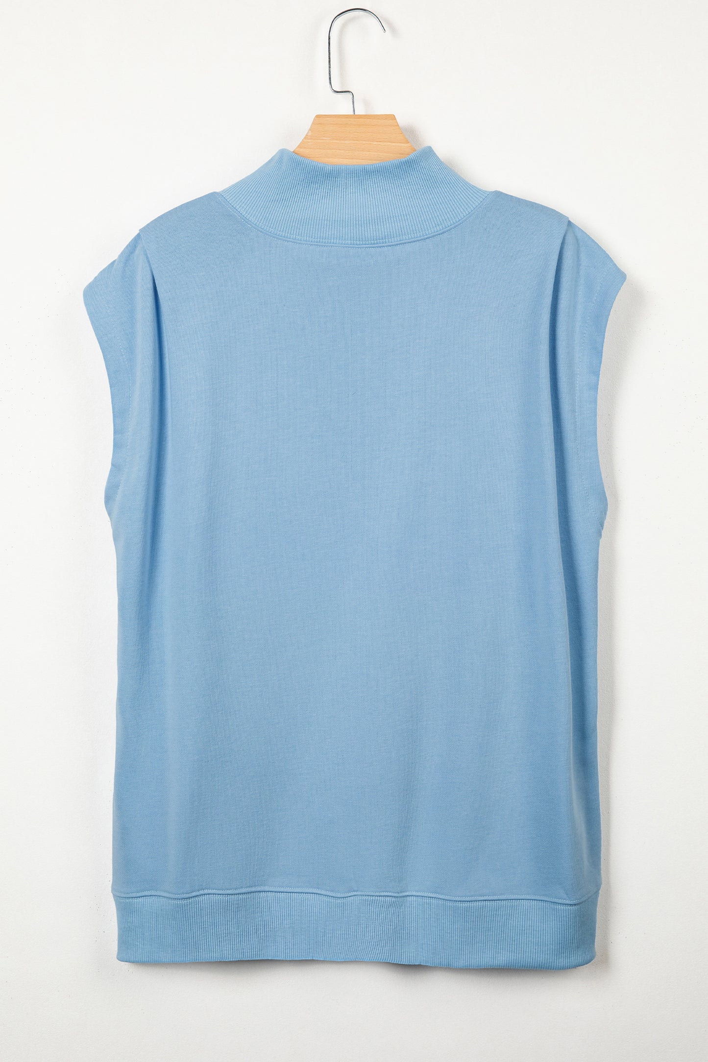 Myosotis Solid Color High Neck Cap Sleeve Loose Top-Tops/Tops & Tees-[Adult]-[Female]-2022 Online Blue Zone Planet