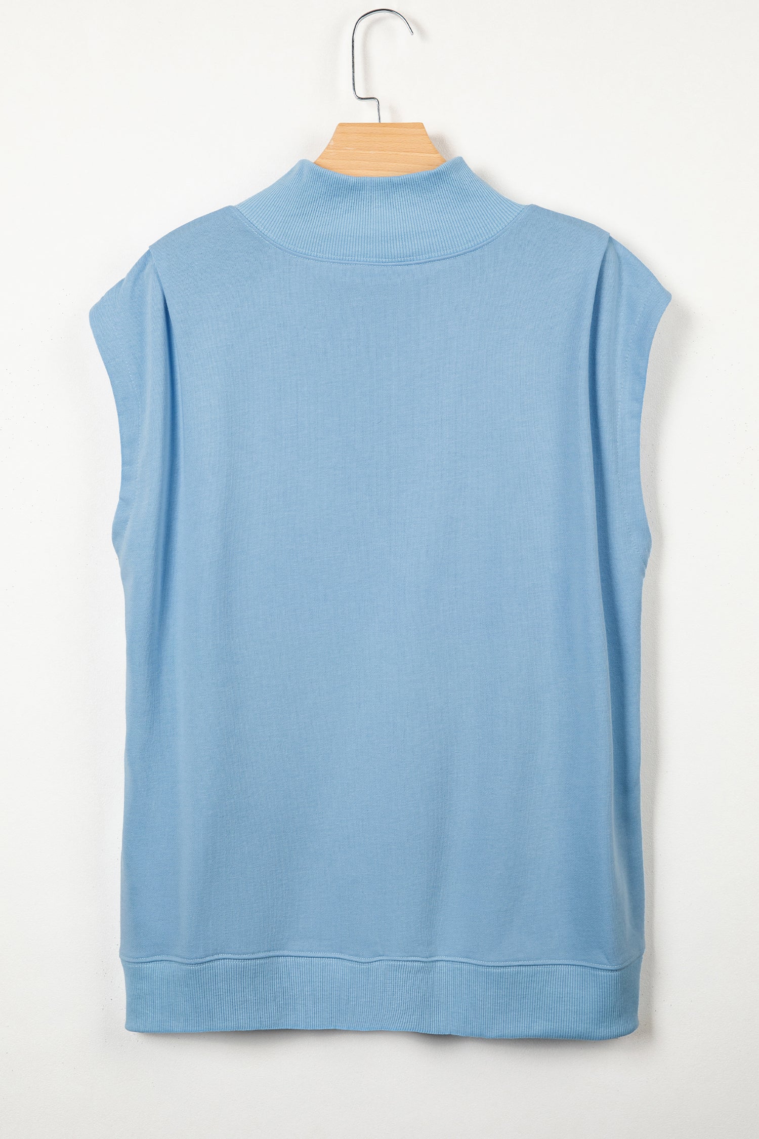 Myosotis Solid Color High Neck Cap Sleeve Loose Top-Tops/Tops & Tees-[Adult]-[Female]-2022 Online Blue Zone Planet