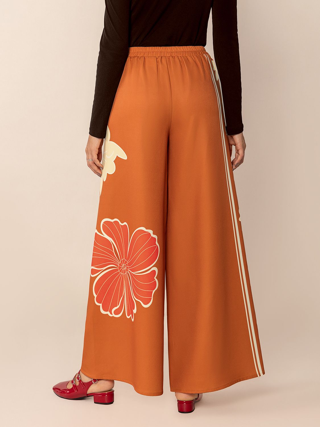 Printed Elastic Waist Wide Leg Pants-BOTTOM SIZES SMALL MEDIUM LARGE-[Adult]-[Female]-2022 Online Blue Zone Planet