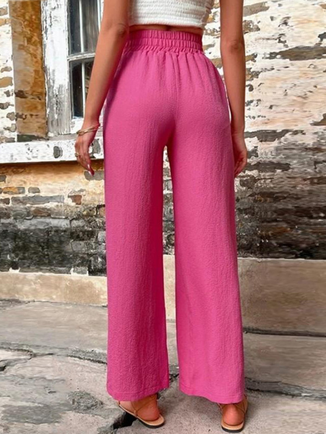 Tied High Waist Wide Leg Pants with Pockets-TOPS / DRESSES-[Adult]-[Female]-2022 Online Blue Zone Planet