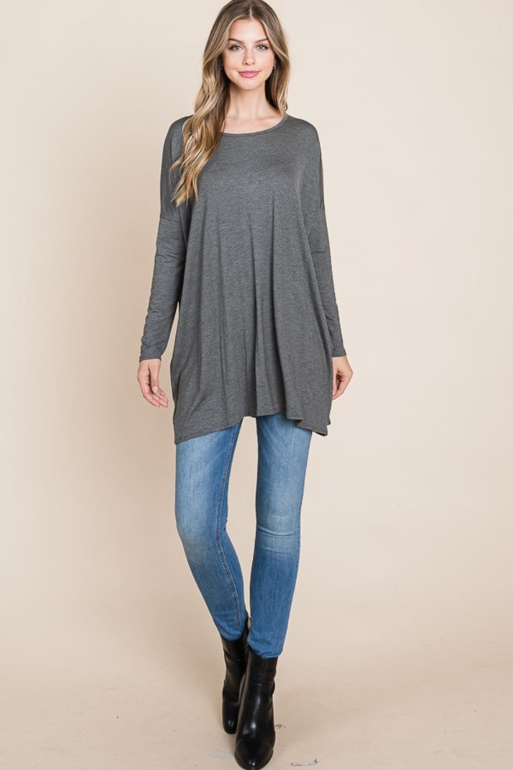 BOMBOM Round Neck Long Sleeve Oversized Top-TOPS / DRESSES-[Adult]-[Female]-2022 Online Blue Zone Planet