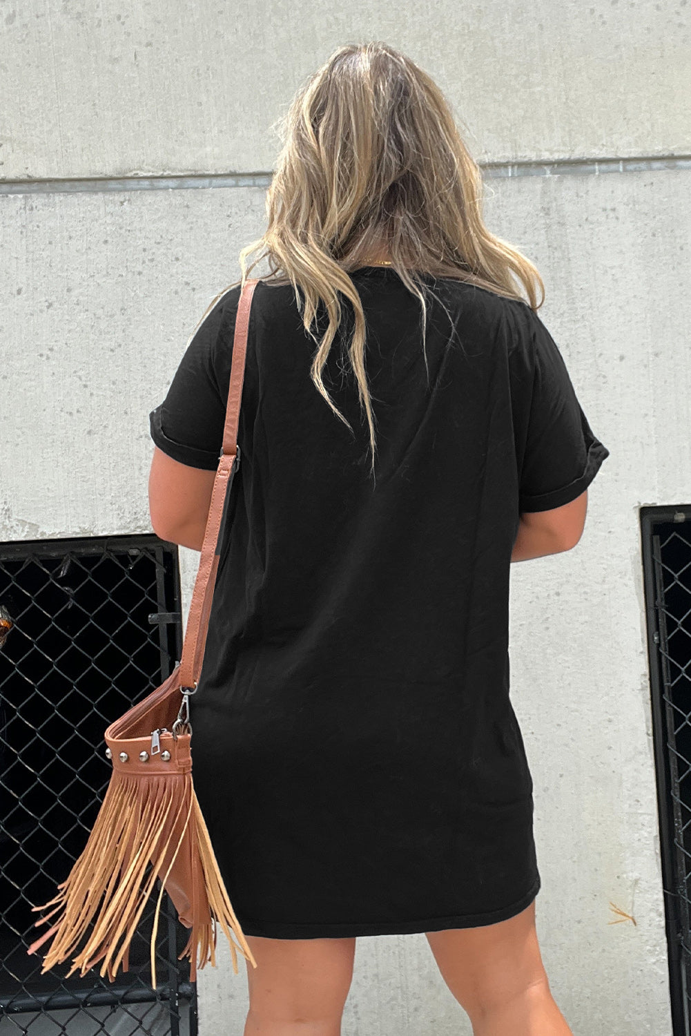 Black Nashville Guitar Print Crew Neck T Shirt Mini Dress-TOPS / DRESSES-[Adult]-[Female]-2022 Online Blue Zone Planet