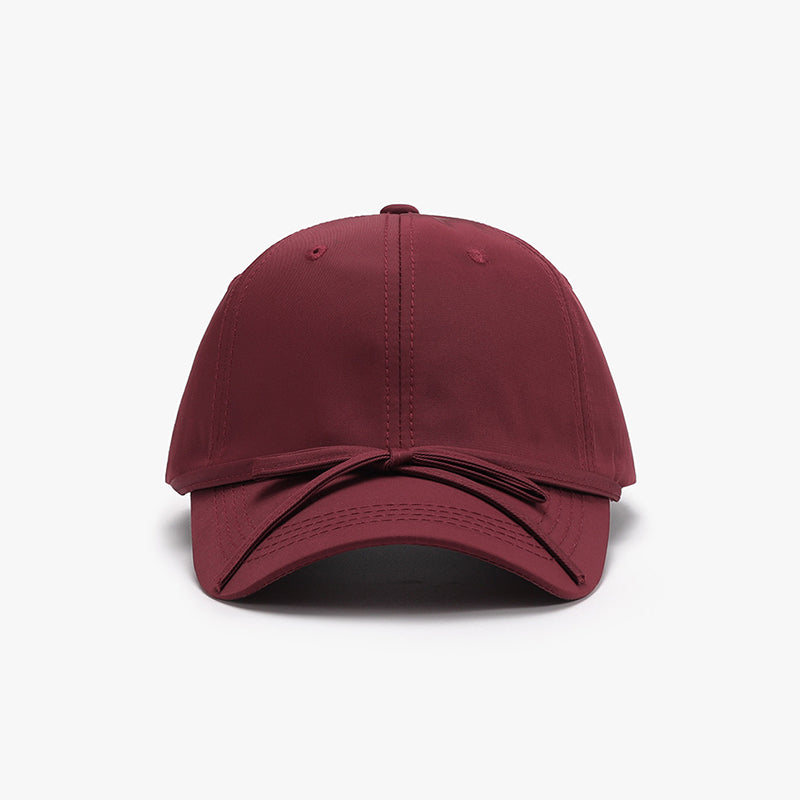 Tied Bow Cotton Baseball Cap-BASEBALL HATS-[Adult]-[Female]-Burgundy-One Size-2022 Online Blue Zone Planet