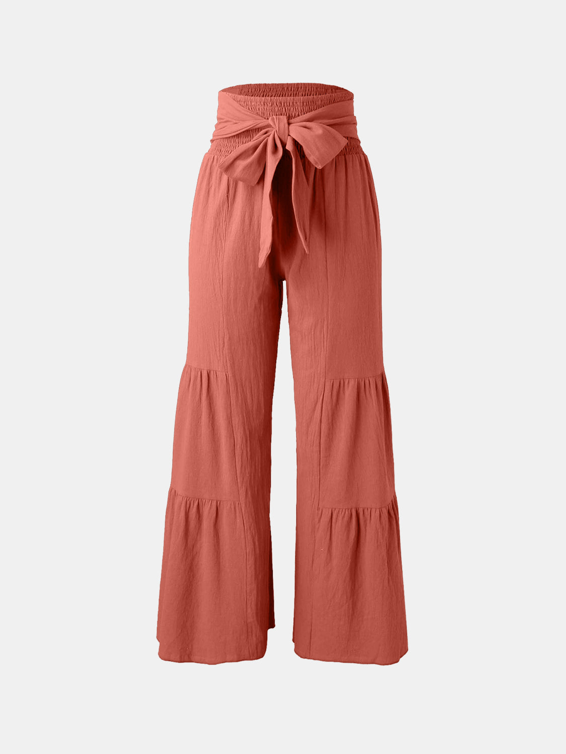 Blue Zone Planet | Tied Ruched Wide Leg Pants-BOTTOMS SIZES SMALL MEDIUM LARGE-[Adult]-[Female]-2022 Online Blue Zone Planet