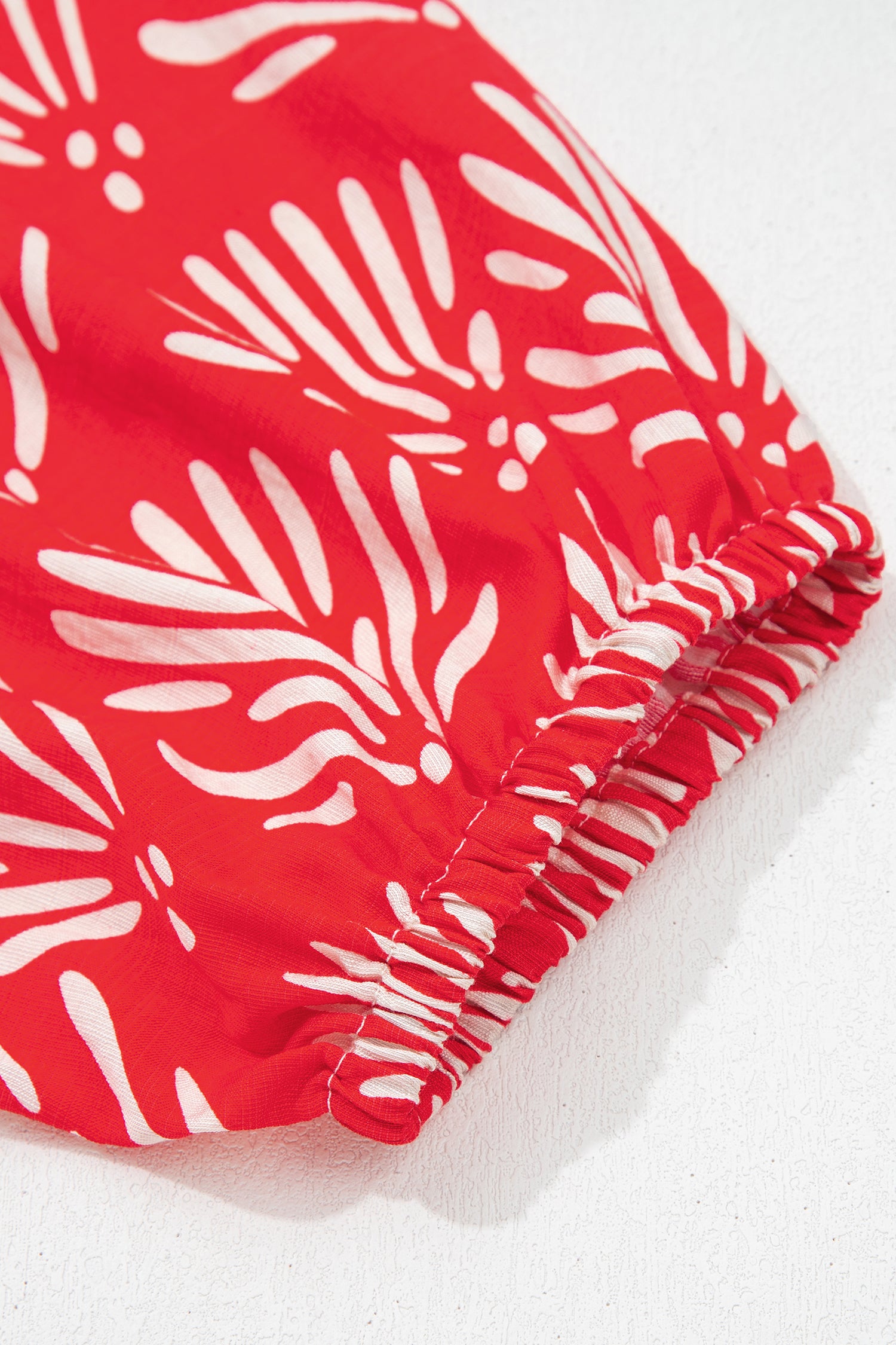 Red Collared V Neck Half Sleeve Loose Flower Mini Dress-TOPS / DRESSES-[Adult]-[Female]-2022 Online Blue Zone Planet