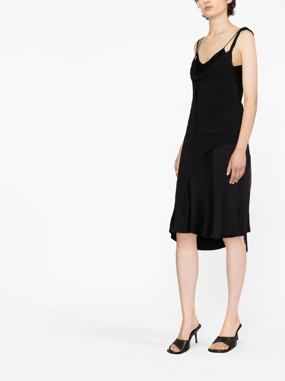 Victoria Beckham Asymmetric fringe mini dress-Dresses-[Adult]-[Female]-2022 Online Blue Zone Planet
