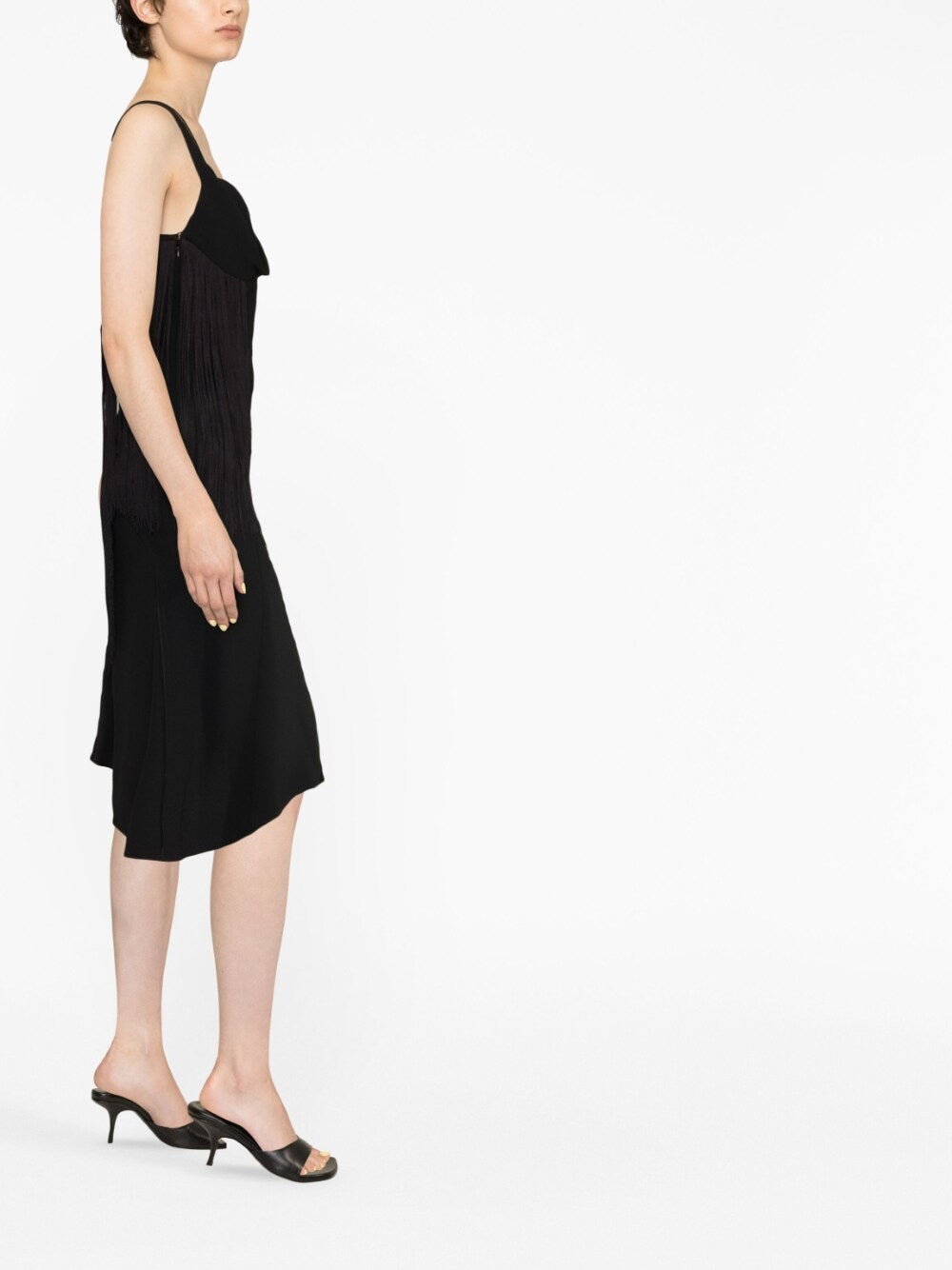 Victoria Beckham Asymmetric fringe mini dress-Dresses-[Adult]-[Female]-2022 Online Blue Zone Planet