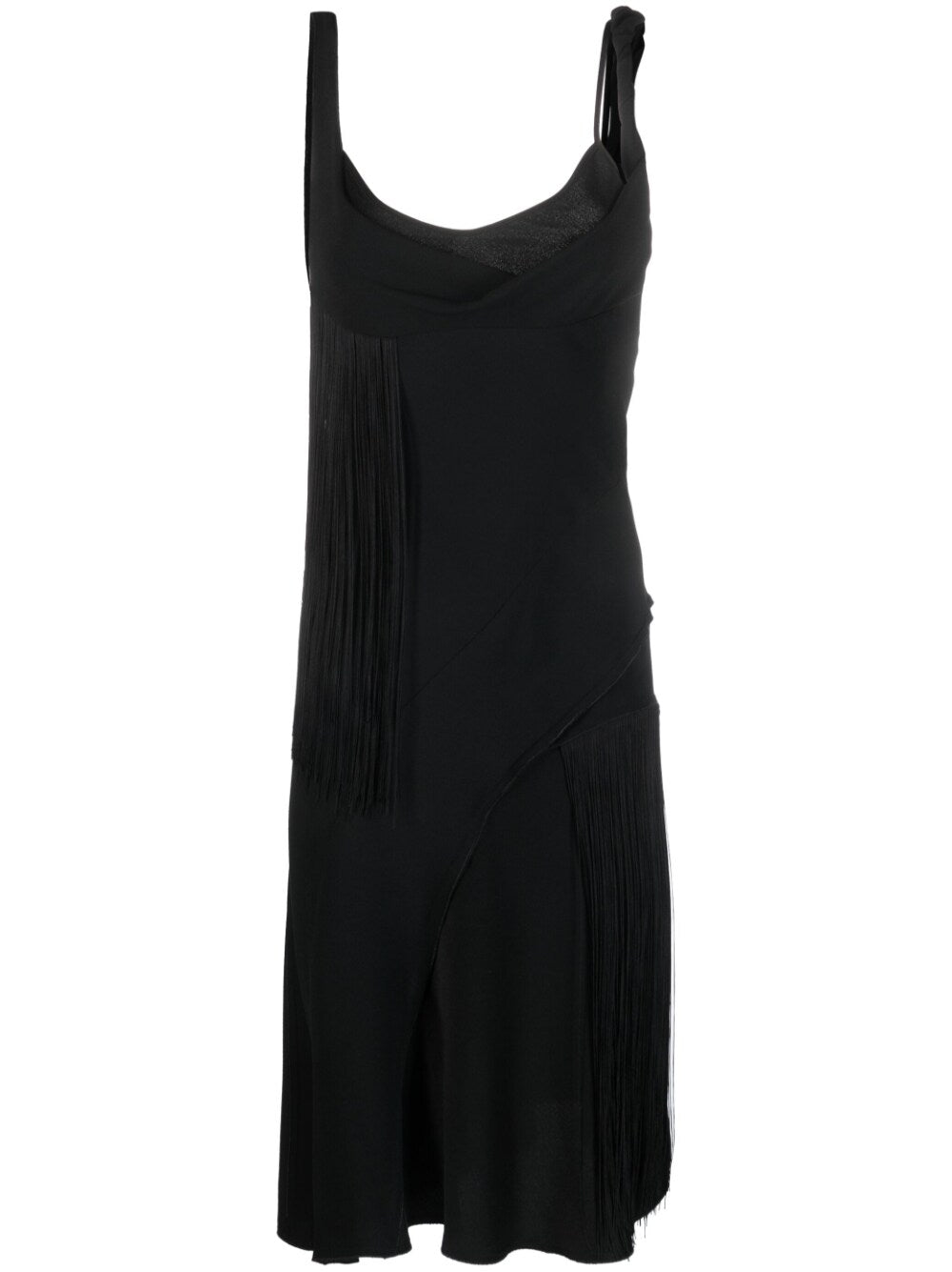 Victoria Beckham Asymmetric fringe mini dress-Dresses-[Adult]-[Female]-6-BLACK-2022 Online Blue Zone Planet