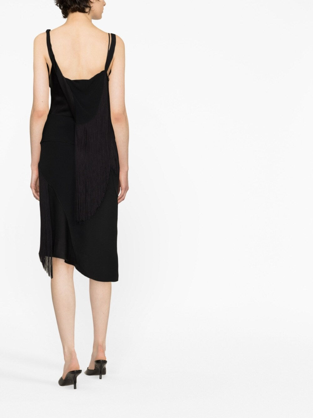 Victoria Beckham Asymmetric fringe mini dress-Dresses-[Adult]-[Female]-2022 Online Blue Zone Planet