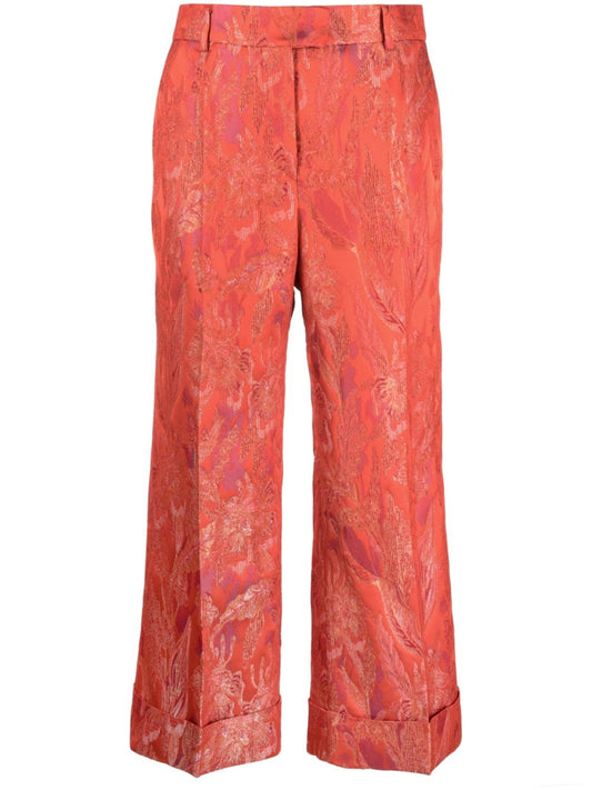 Alberto Biani Floral print jacquard trousers-Trousers-[Adult]-[Female]-2022 Online Blue Zone Planet