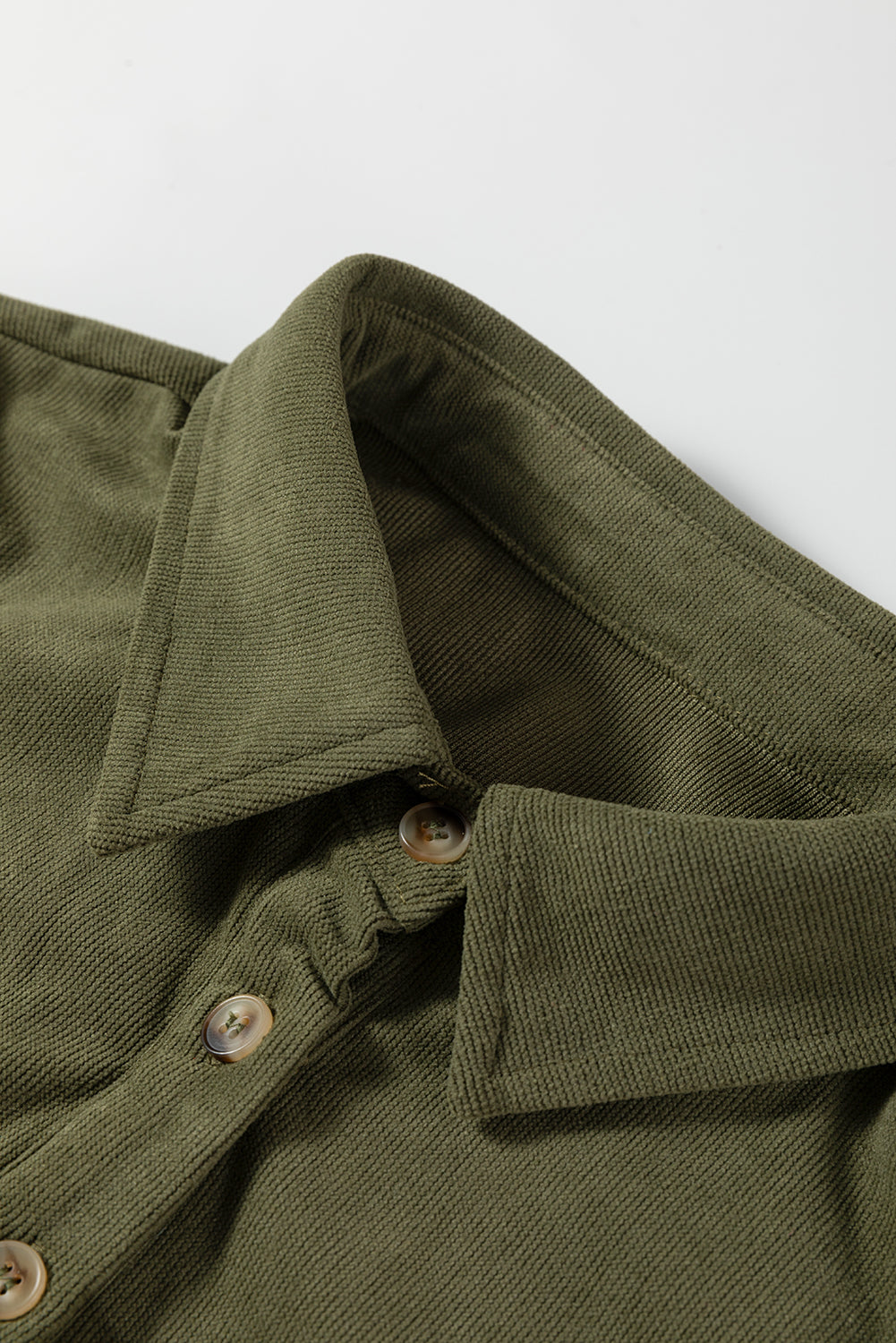 Vineyard Green Corduroy Half Button Collared Long Sleeve Mini Dress-Dresses/Mini Dresses-[Adult]-[Female]-2022 Online Blue Zone Planet