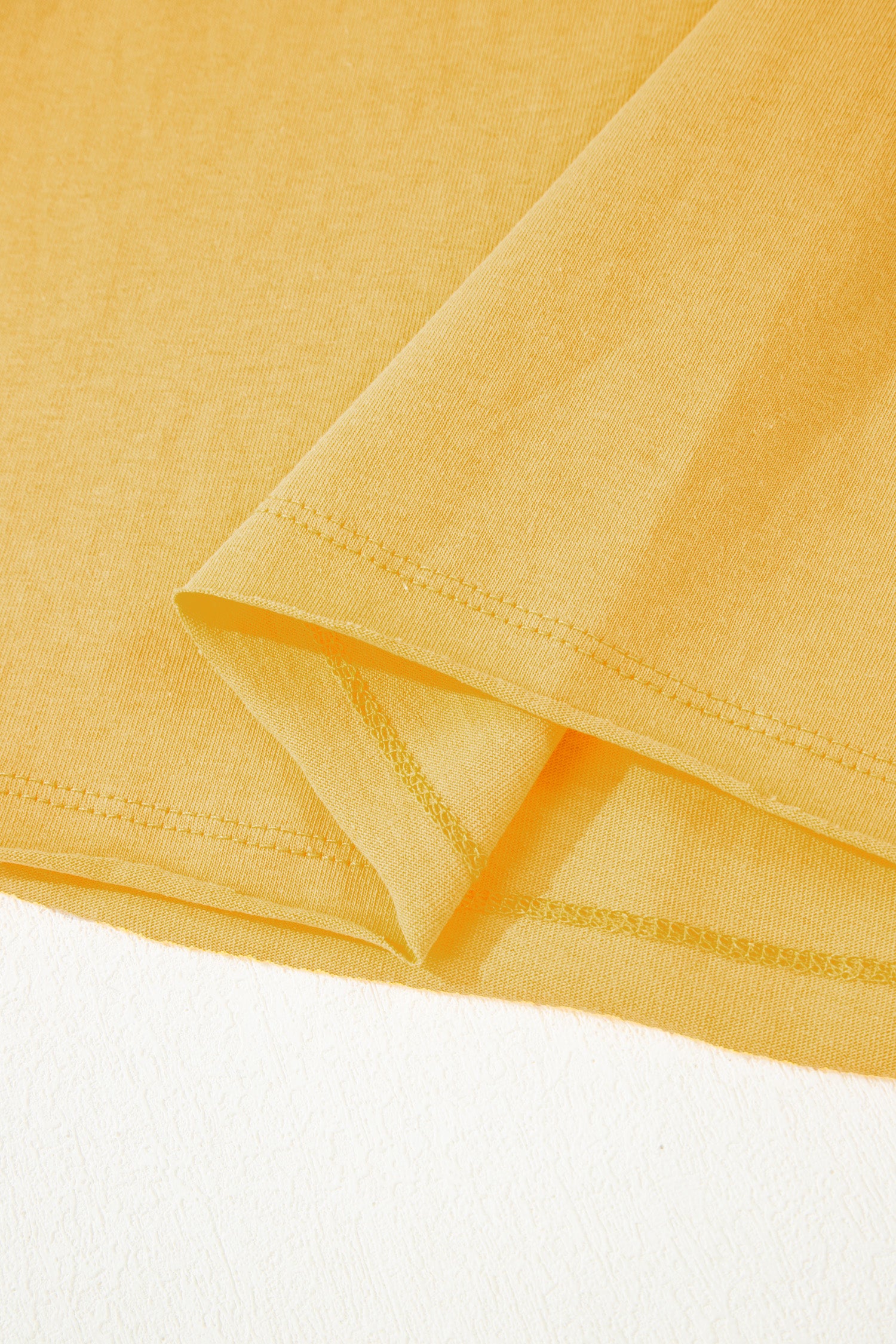 Banana Cream Contrast Trim Raw Hemline Short Sleeve Loose Top-Tops/Tops & Tees-[Adult]-[Female]-2022 Online Blue Zone Planet