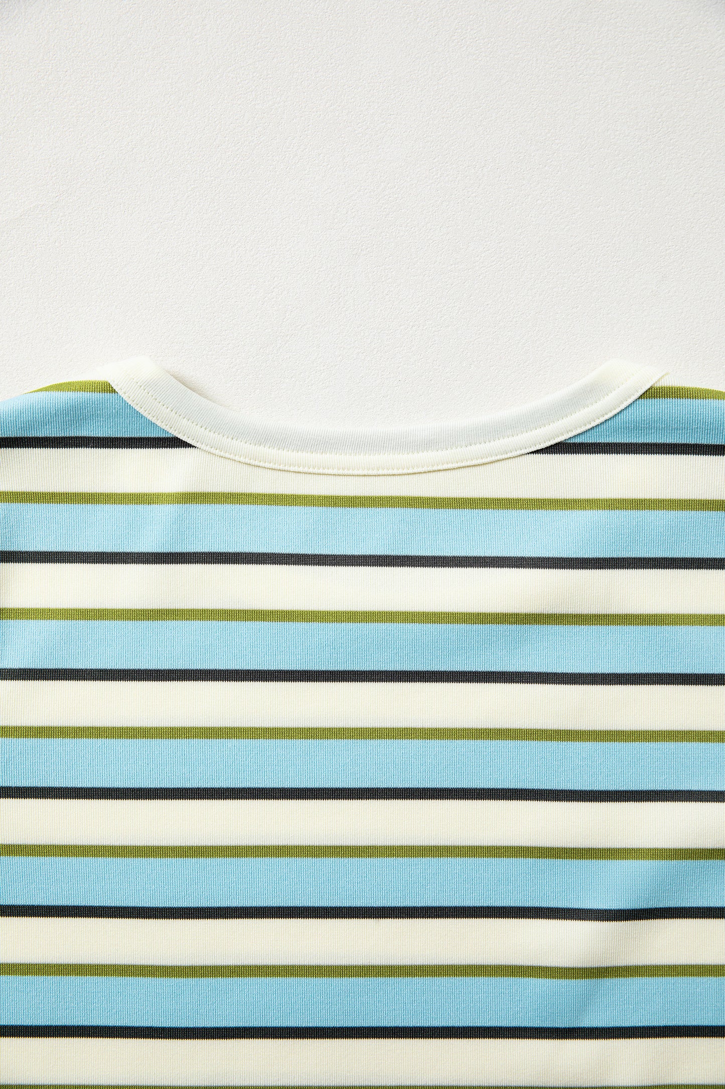 Multicolour Striped Round Neck Ribbed Knit Long Sleeve Top-Tops/Long Sleeve Tops-[Adult]-[Female]-2022 Online Blue Zone Planet