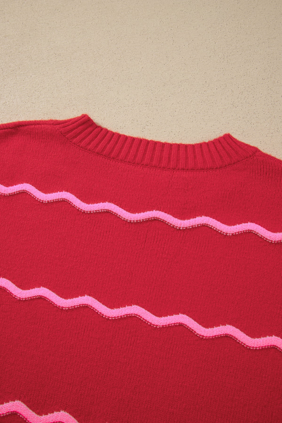 Red Stripe Striped Round Neck Long Sleeve Shift Pullover Sweater-TOPS / DRESSES-[Adult]-[Female]-2022 Online Blue Zone Planet
