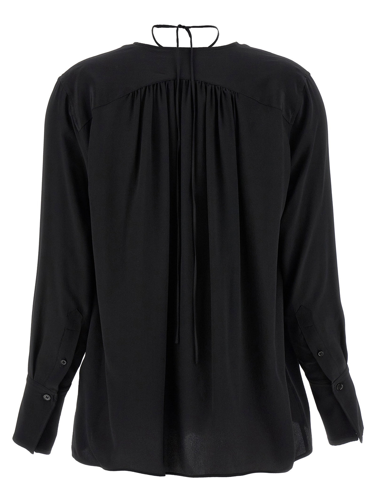 Victoria Beckham Gather Detail Tie Blouse-Shirts-[Adult]-[Female]-2022 Online Blue Zone Planet
