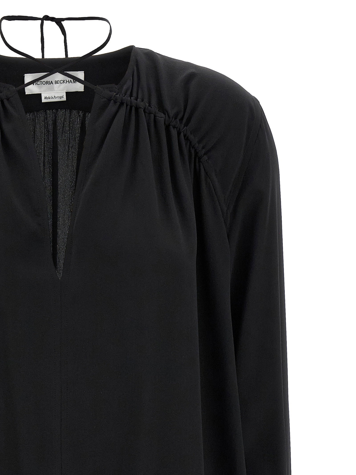 Victoria Beckham Gather Detail Tie Blouse-Shirts-[Adult]-[Female]-2022 Online Blue Zone Planet