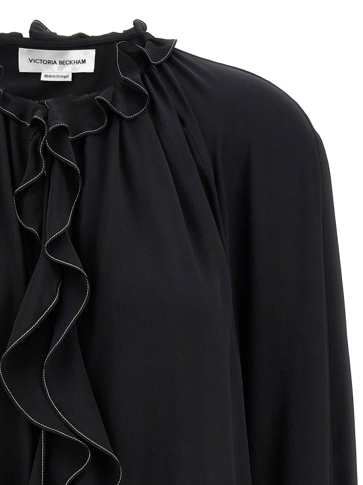Victoria Beckham Ruffle Blouse-Shirts-[Adult]-[Female]-2022 Online Blue Zone Planet