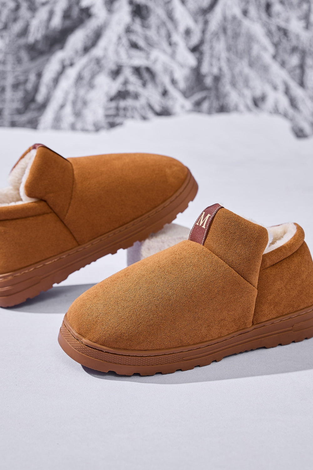 Letter M Suede Round Toe Slippers-SLIPPERS-[Adult]-[Female]-2022 Online Blue Zone Planet