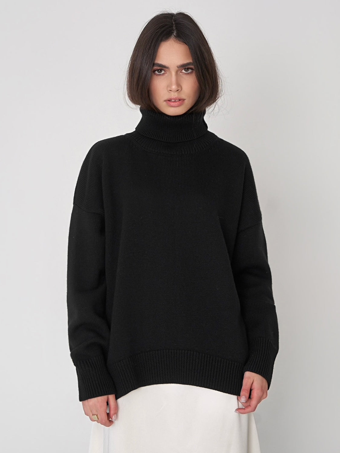 Turtleneck Long Sleeve Sweater-TOPS / DRESSES-[Adult]-[Female]-Black-S-2022 Online Blue Zone Planet