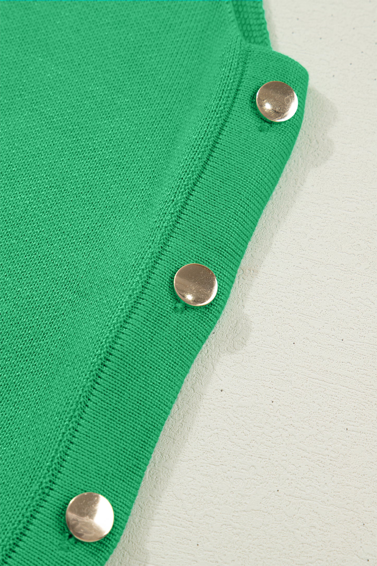 Bright Green Side Button Round Neck Knit Sleeveless Sweater-TOPS / DRESSES-[Adult]-[Female]-2022 Online Blue Zone Planet