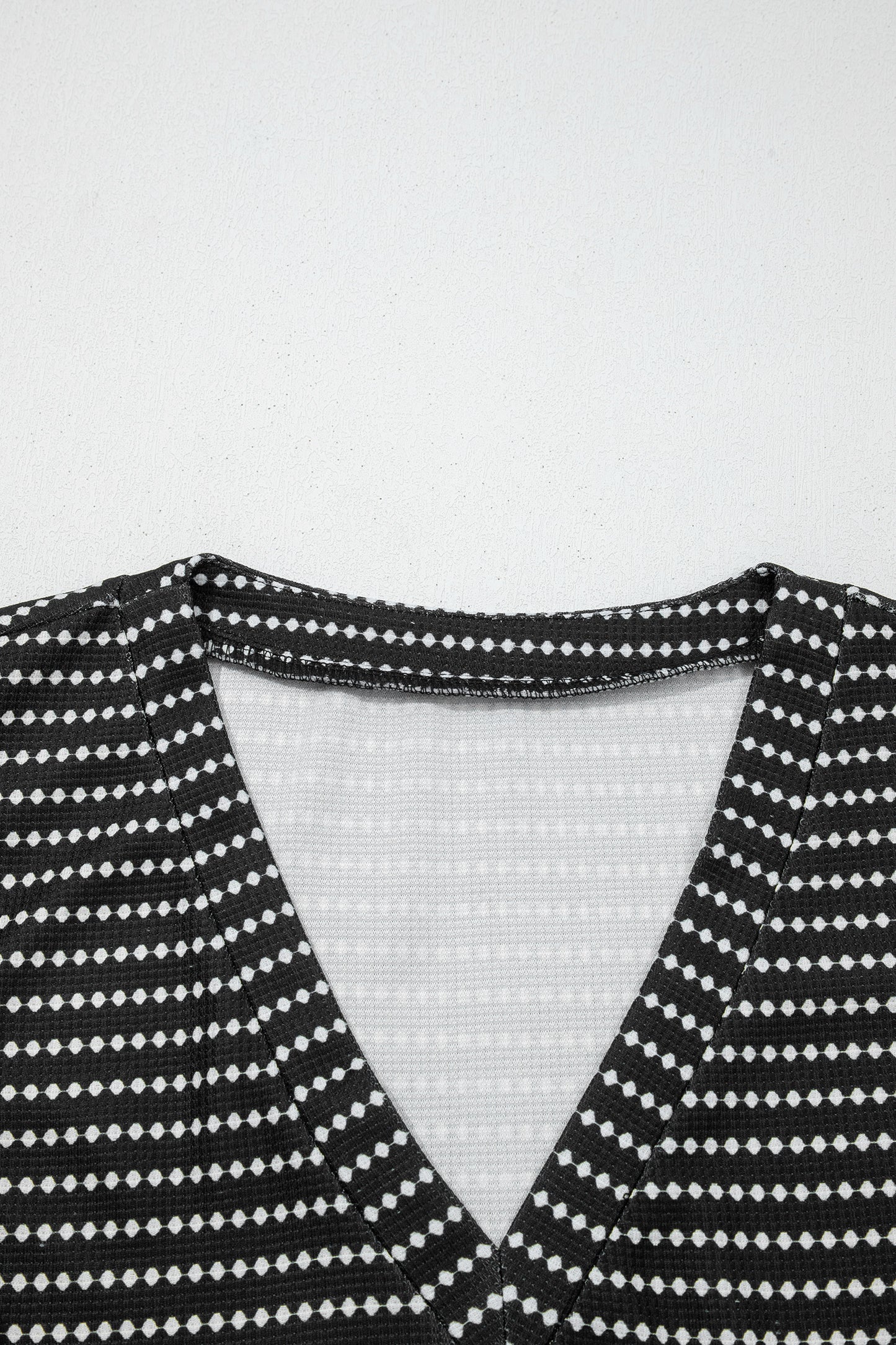 Black Stripe Textured Knit V Neck Flutter Sleeve Shift Mini Dress-TOPS / DRESSES-[Adult]-[Female]-2022 Online Blue Zone Planet