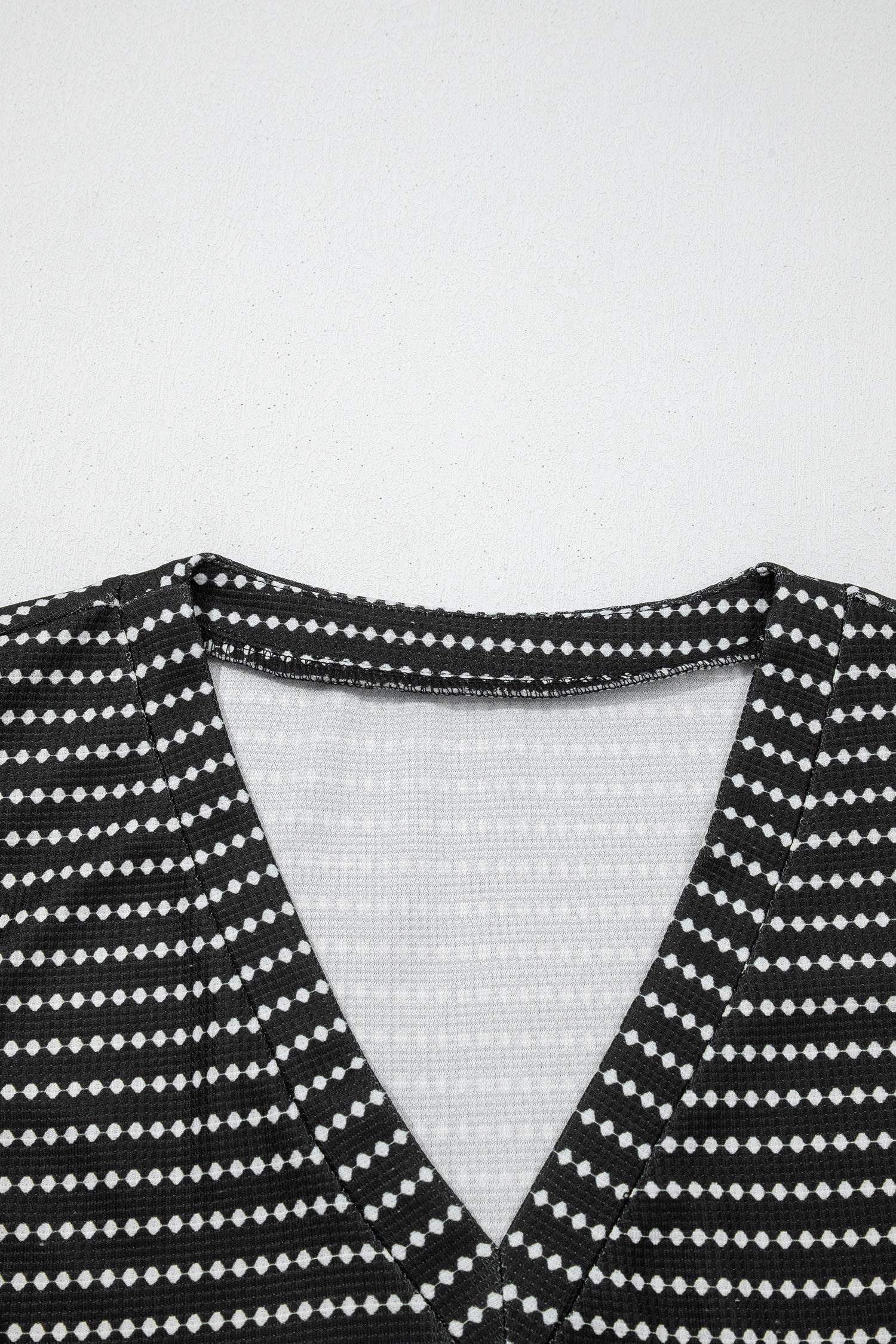 Black Stripe Textured Knit V Neck Flutter Sleeve Shift Mini Dress-TOPS / DRESSES-[Adult]-[Female]-2022 Online Blue Zone Planet